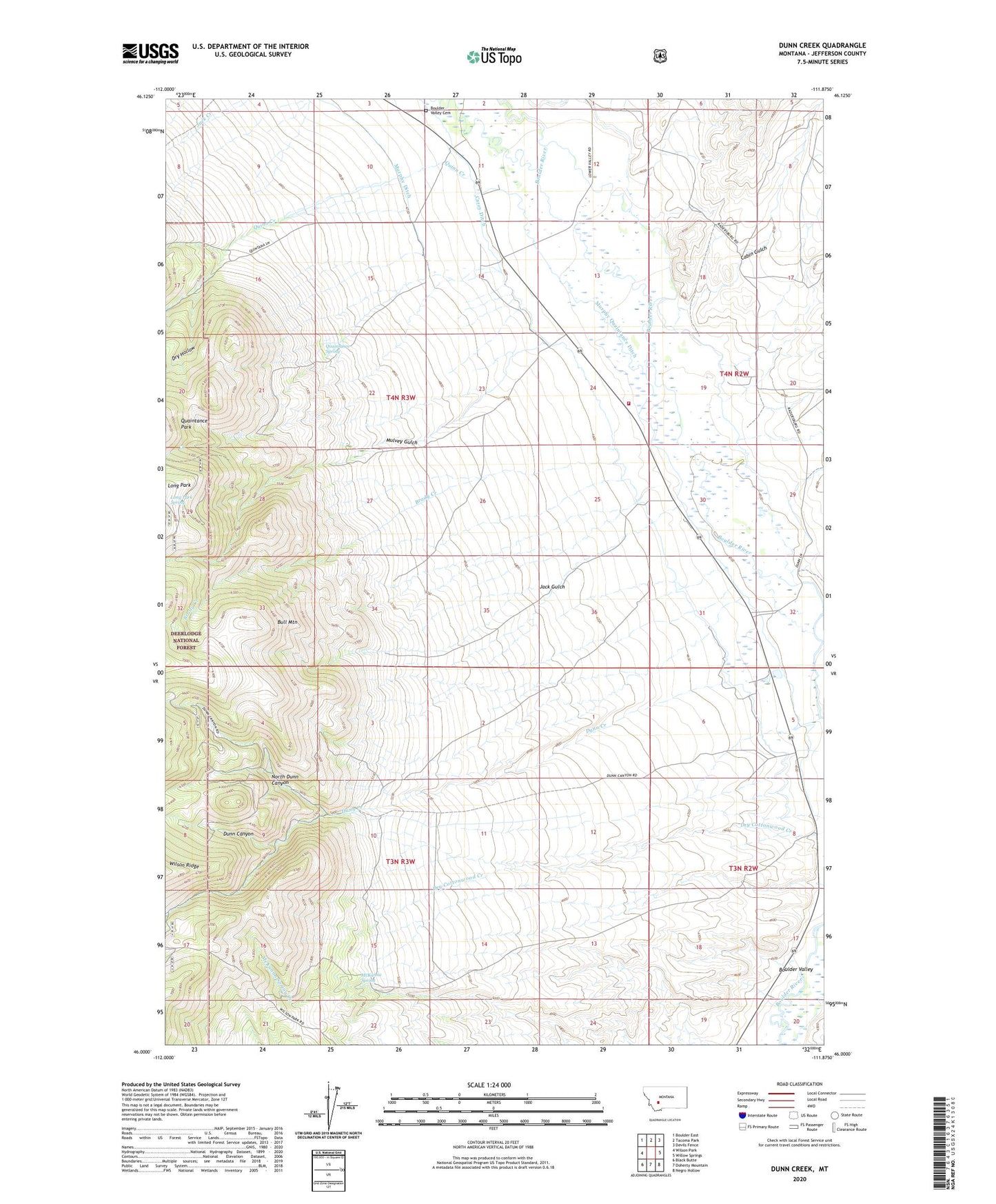 Dunn Creek Montana US Topo Map Image