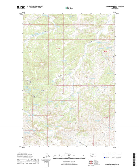 Dunn Mountain North Montana US Topo Map Image