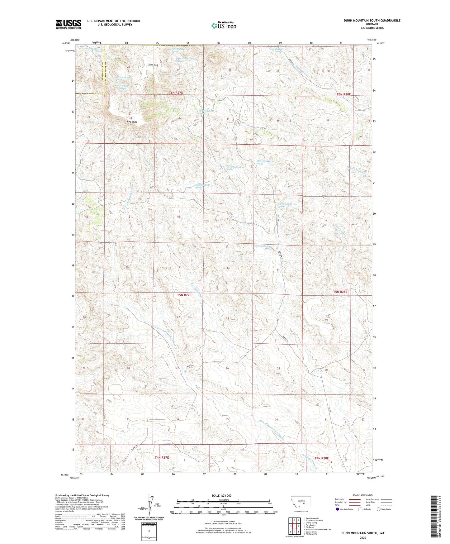 Dunn Mountain South Montana US Topo Map Image