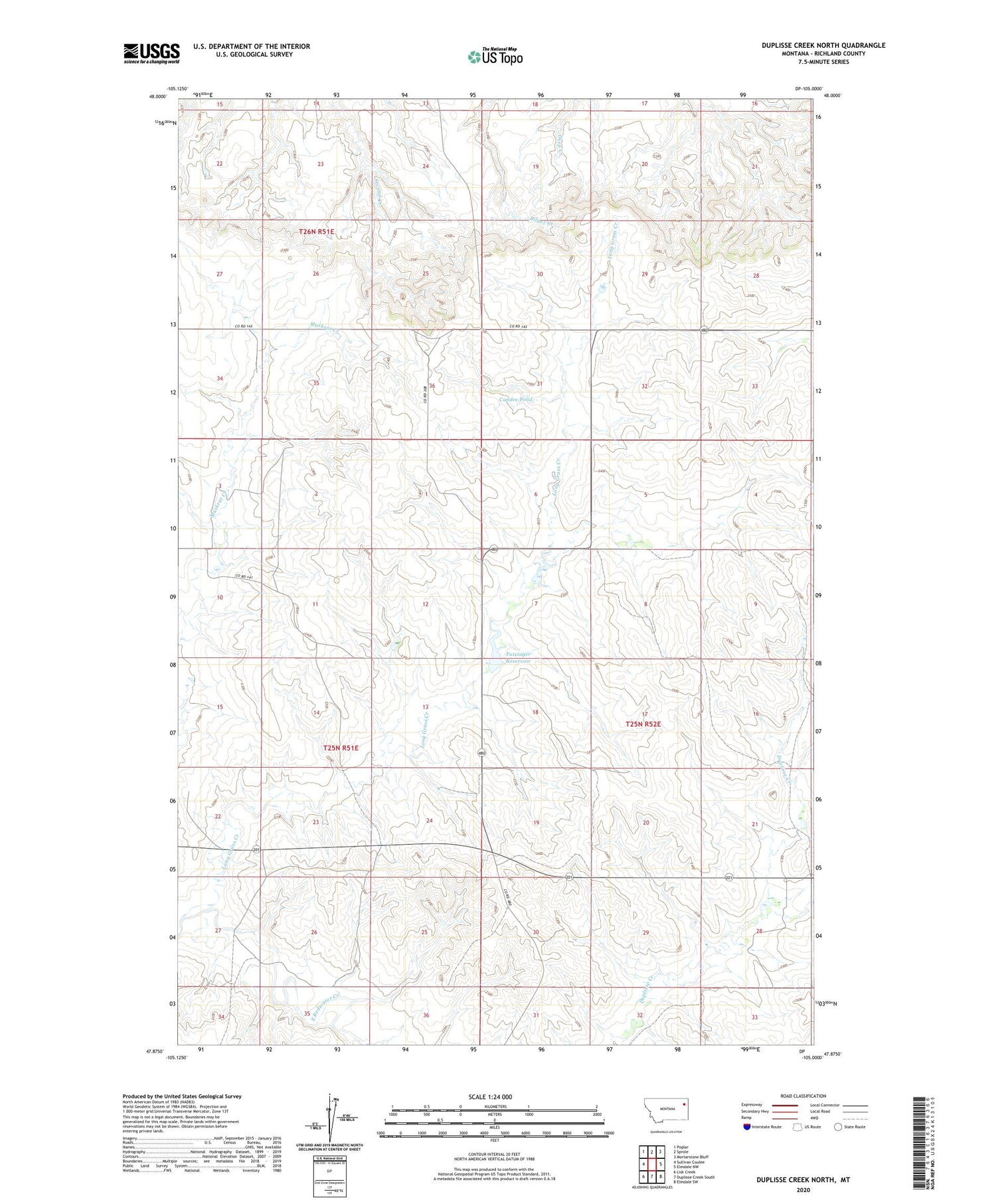 Duplisse Creek North Montana US Topo Map Image
