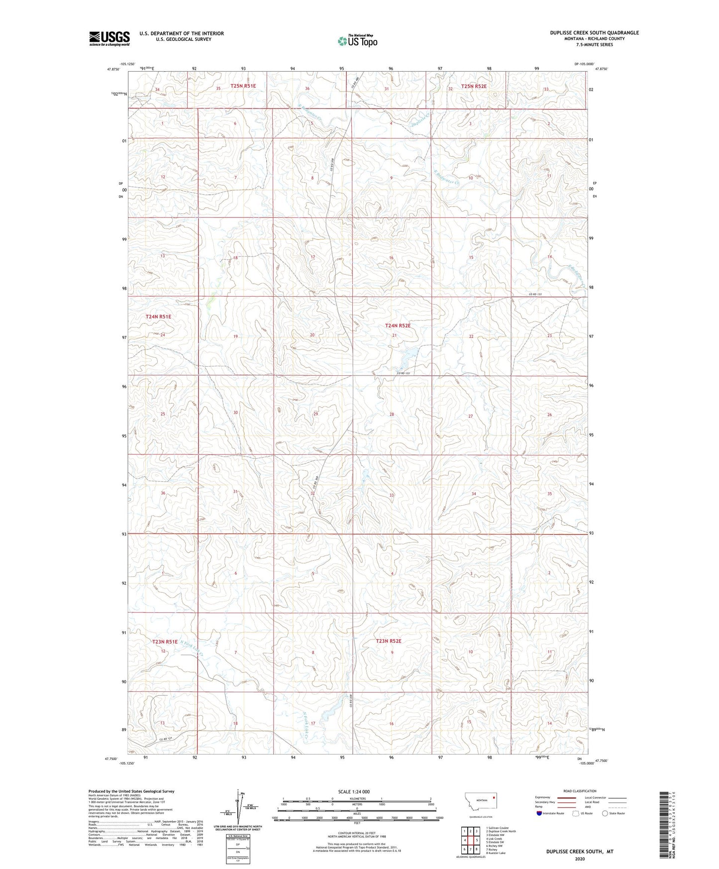 Duplisse Creek South Montana US Topo Map Image