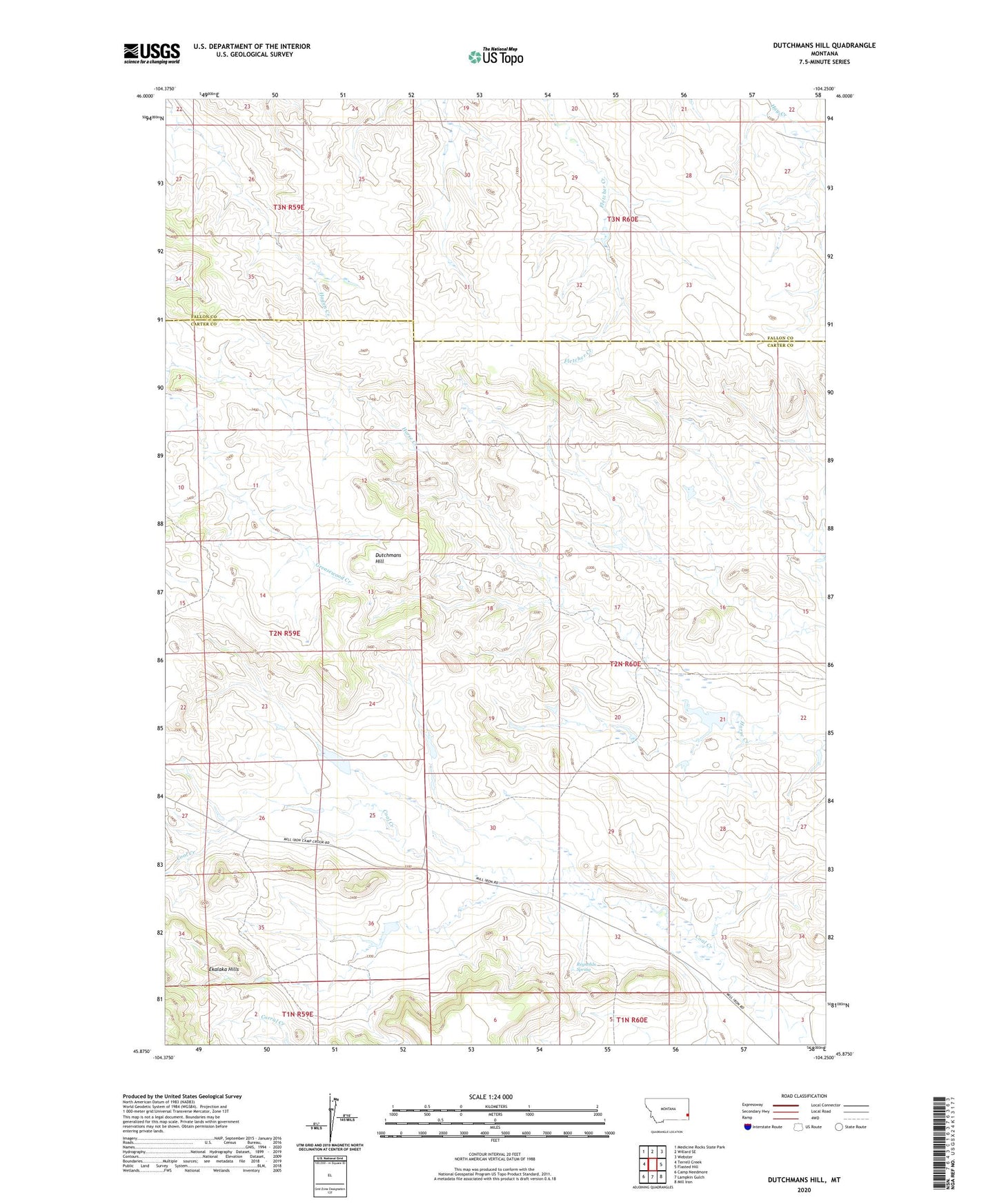 Dutchmans Hill Montana US Topo Map Image