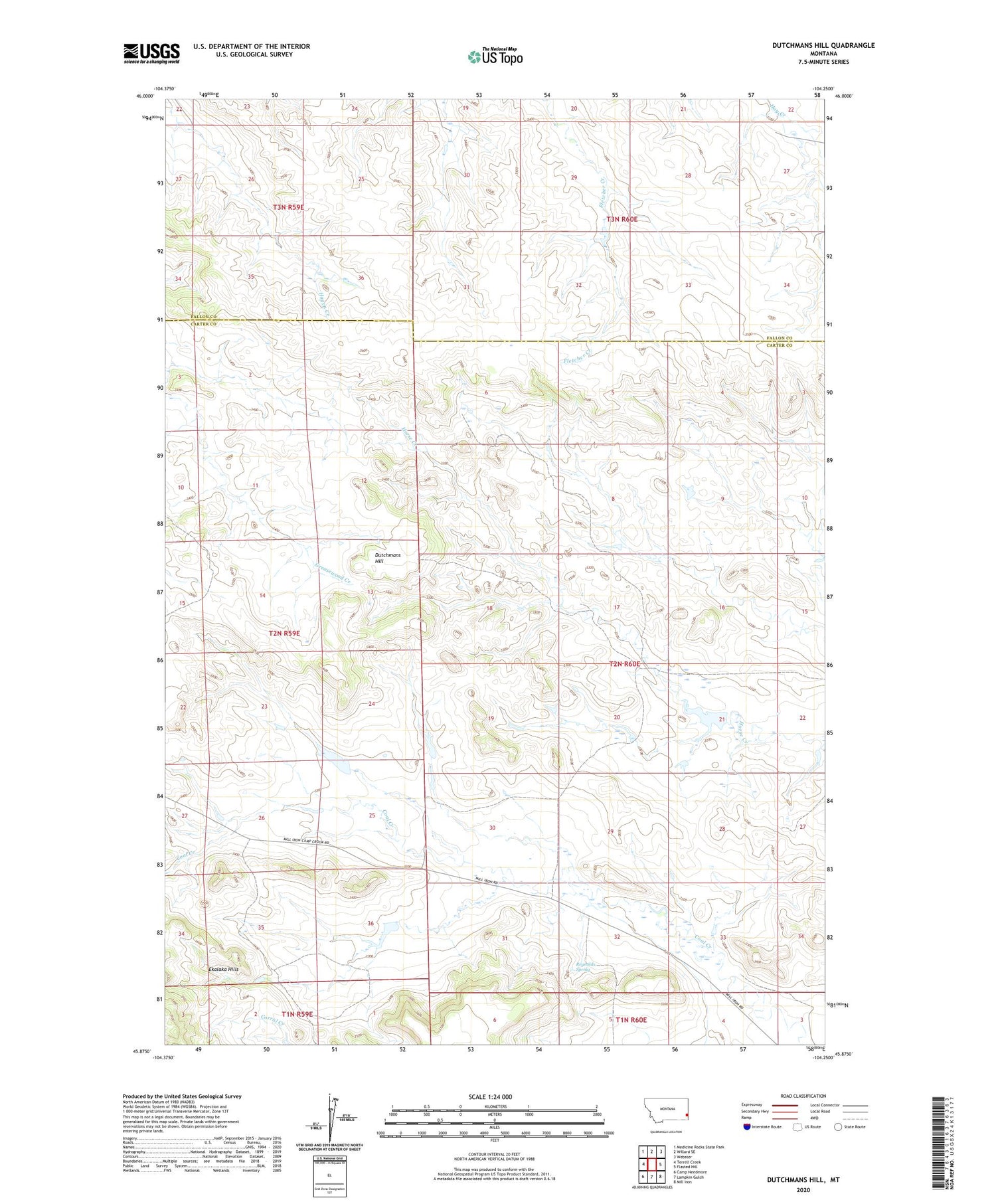 Dutchmans Hill Montana US Topo Map Image