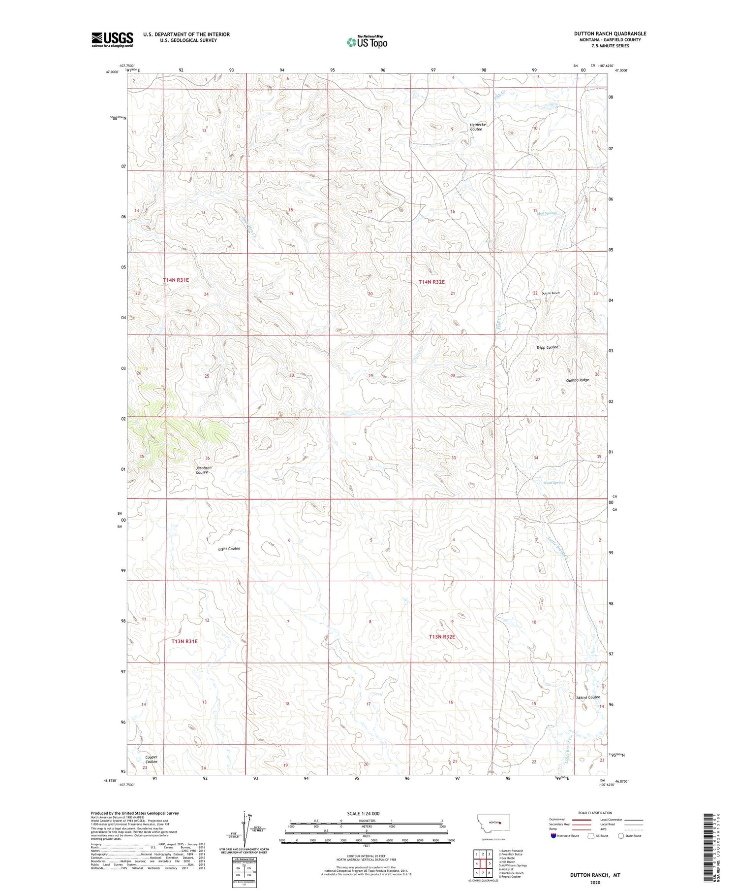 Dutton Ranch Montana US Topo Map Image