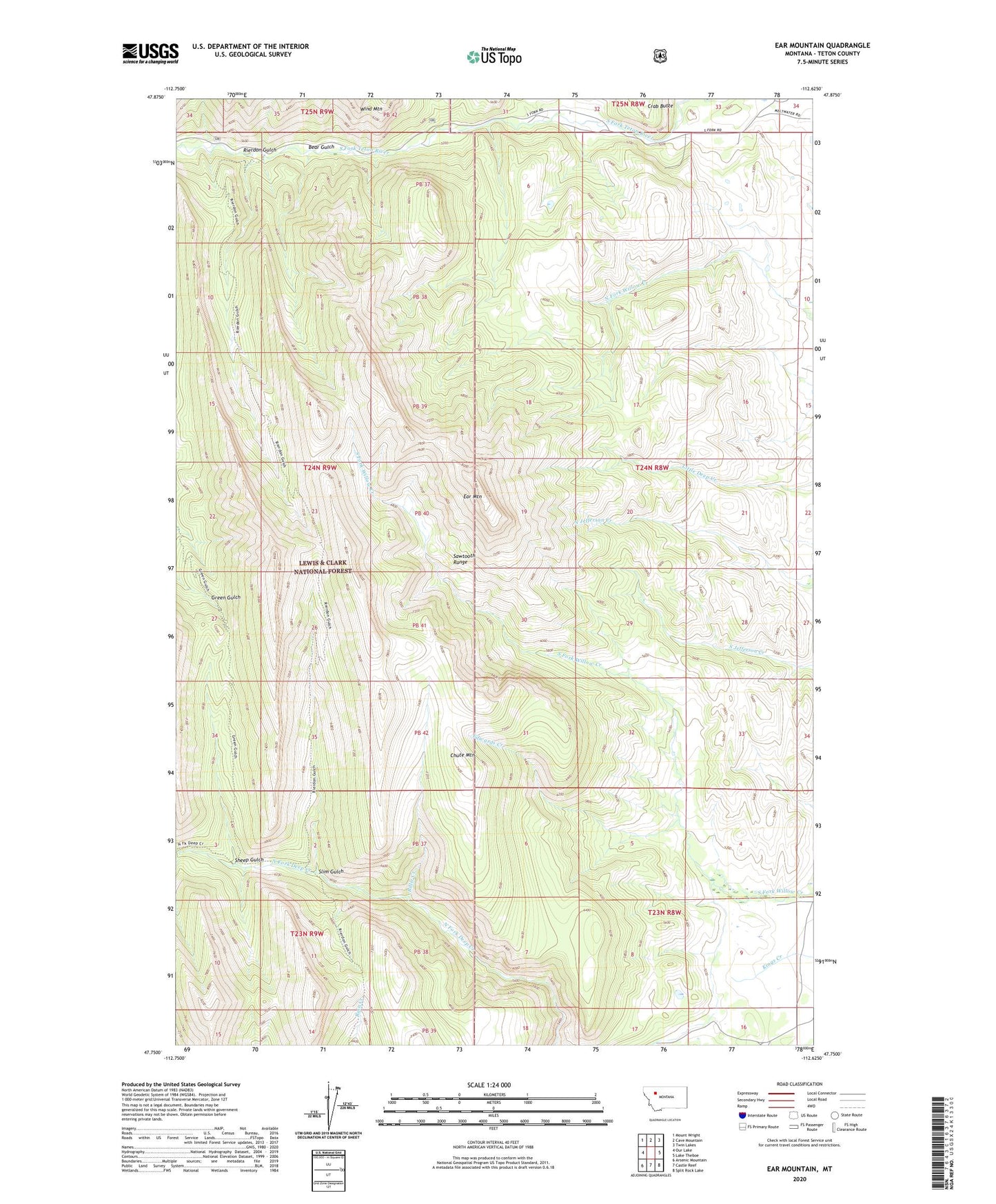 Ear Mountain Montana US Topo Map Image