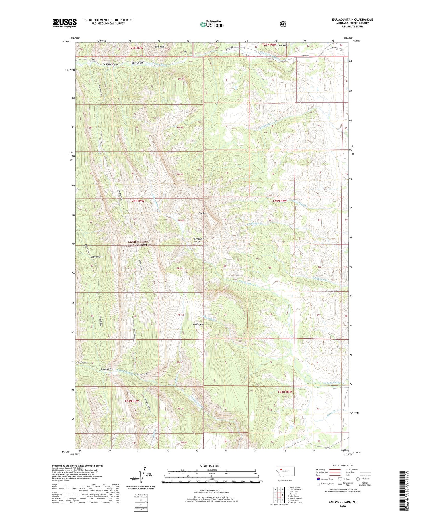 Ear Mountain Montana US Topo Map Image