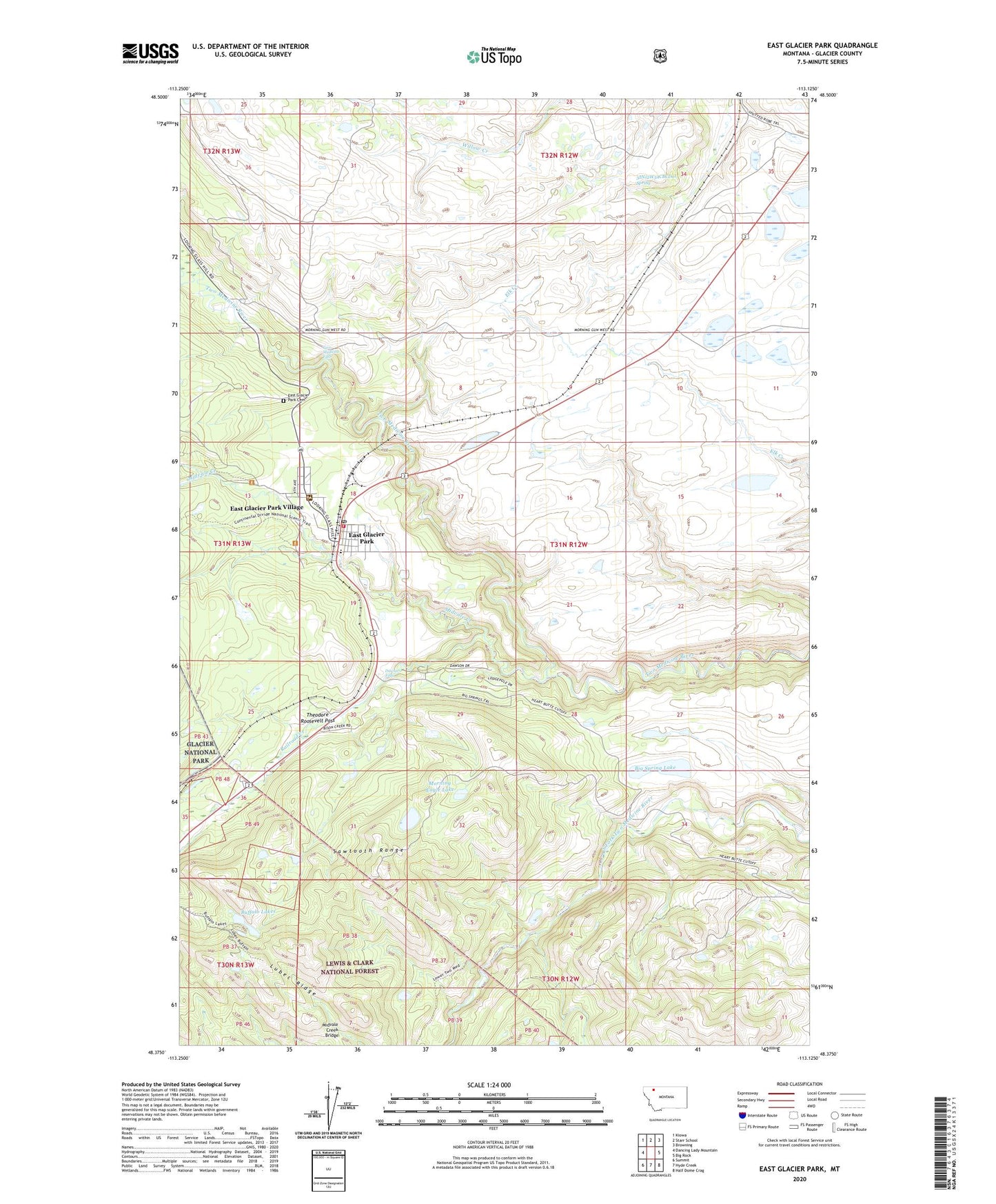 East Glacier Park Montana US Topo Map Image