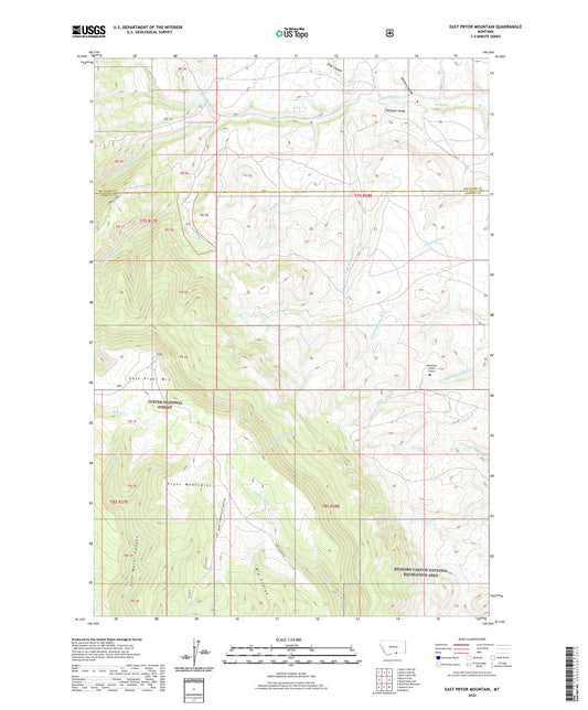 East Pryor Mountain Montana US Topo Map Image