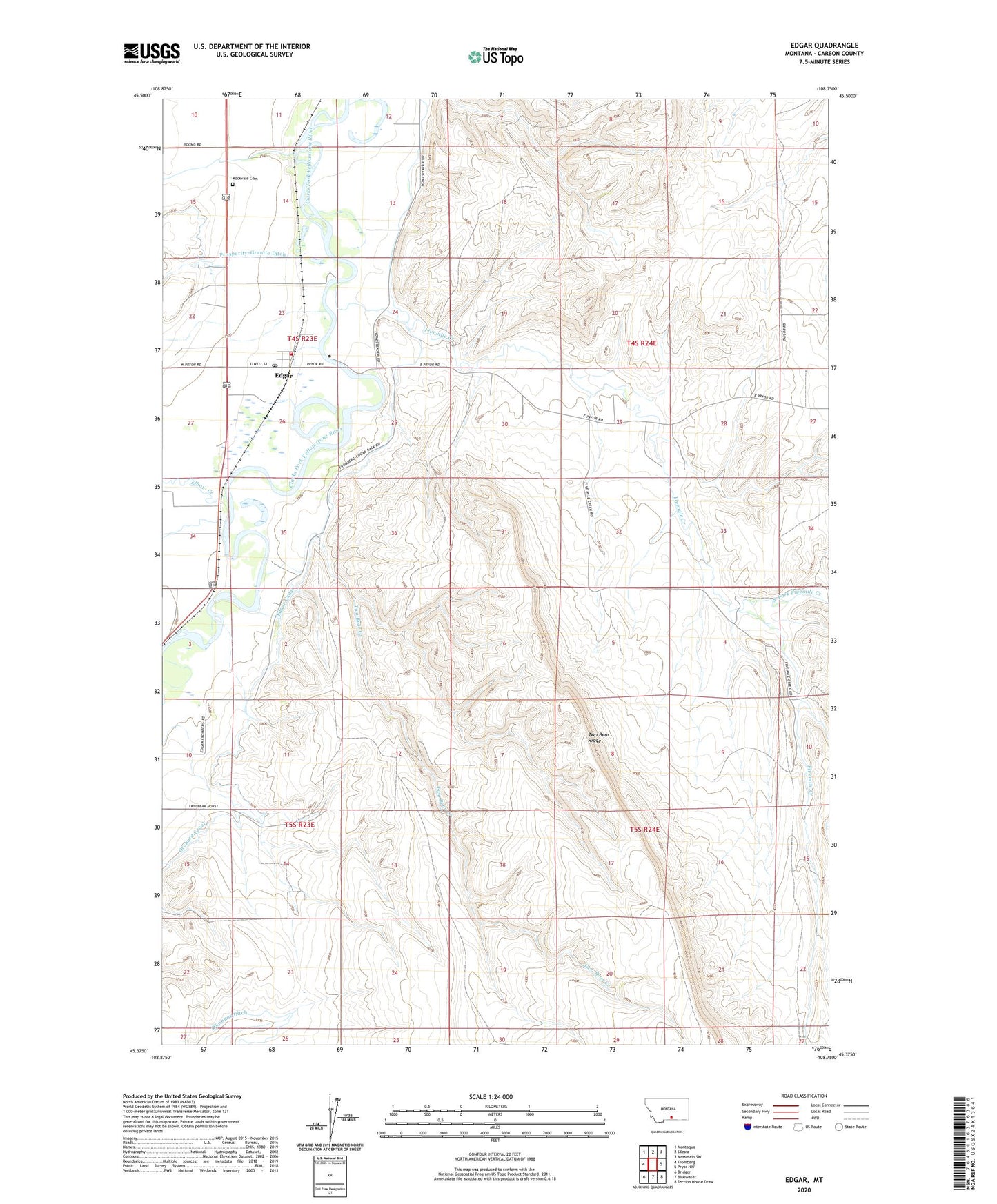 Edgar Montana US Topo Map Image