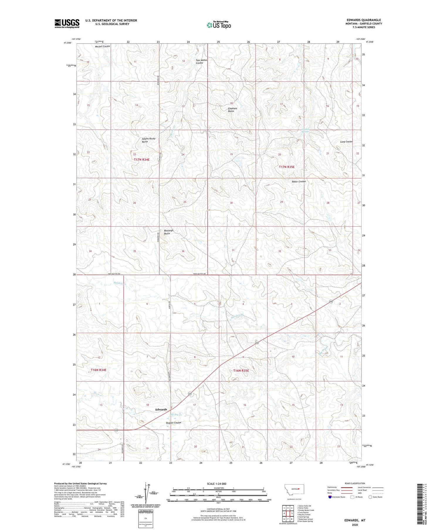 Edwards Montana US Topo Map Image