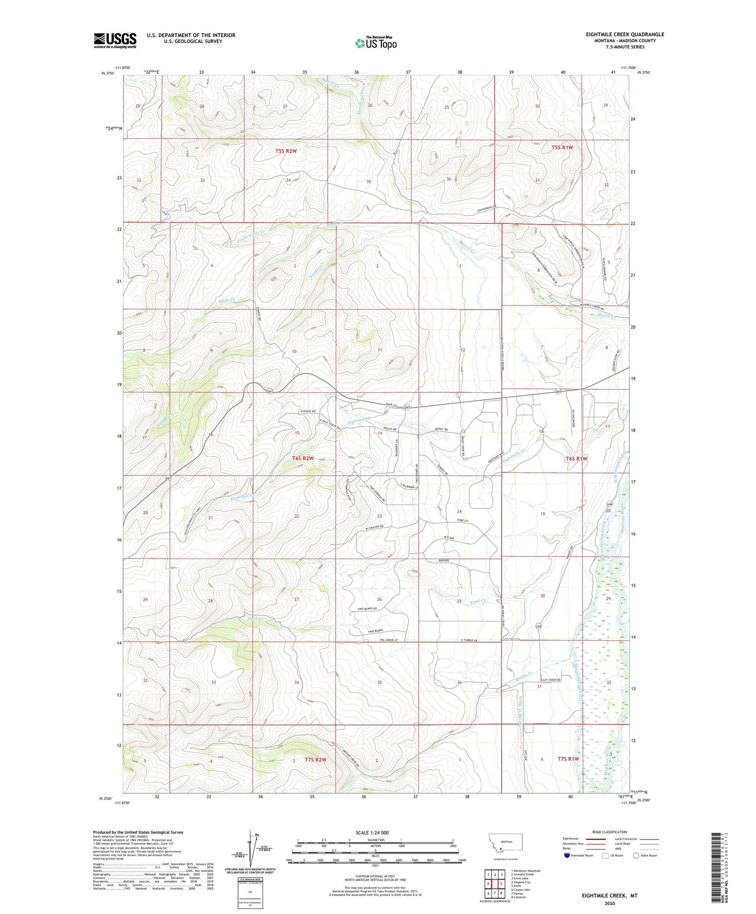 Eightmile Creek Montana US Topo Map Image