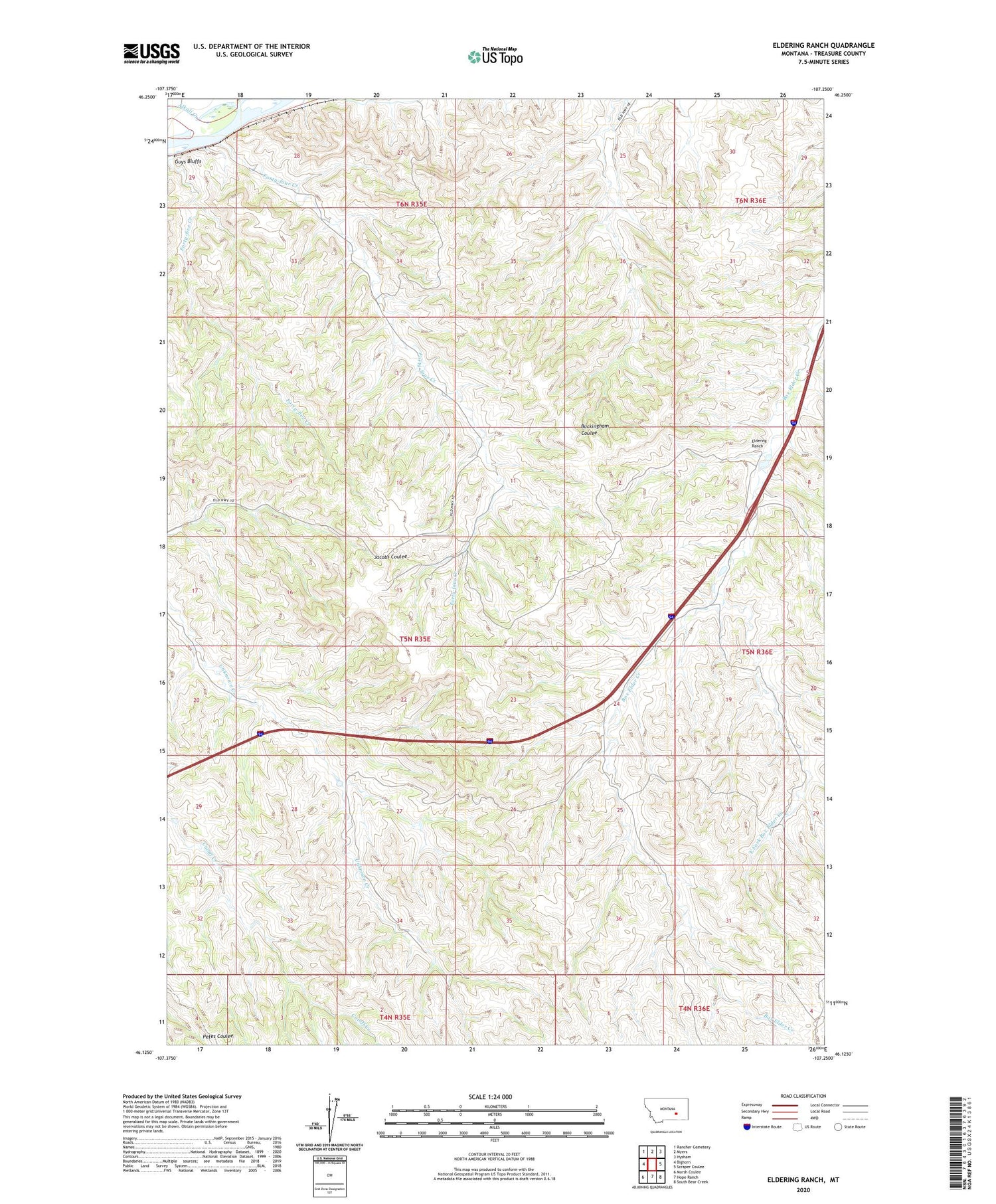Eldering Ranch Montana US Topo Map Image