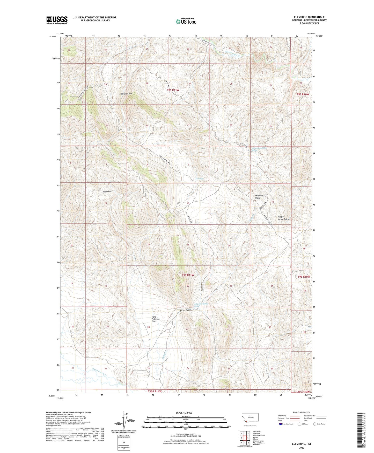 Eli Spring Montana US Topo Map Image