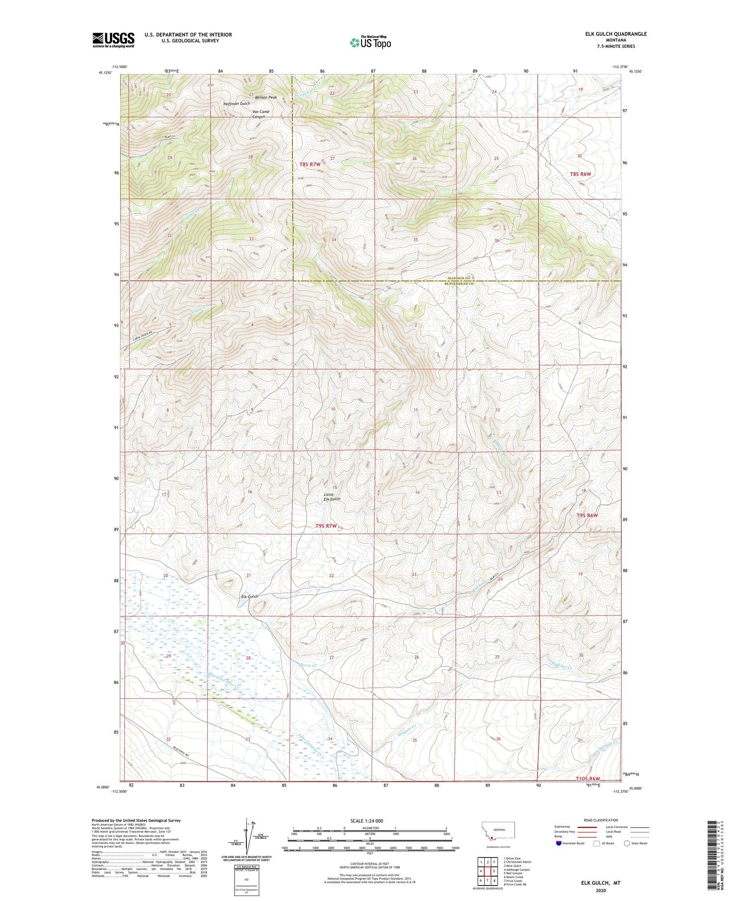 Elk Gulch Montana US Topo Map Image