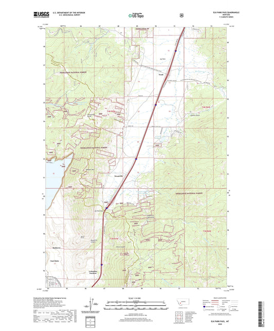 Elk Park Pass Montana US Topo Map Image