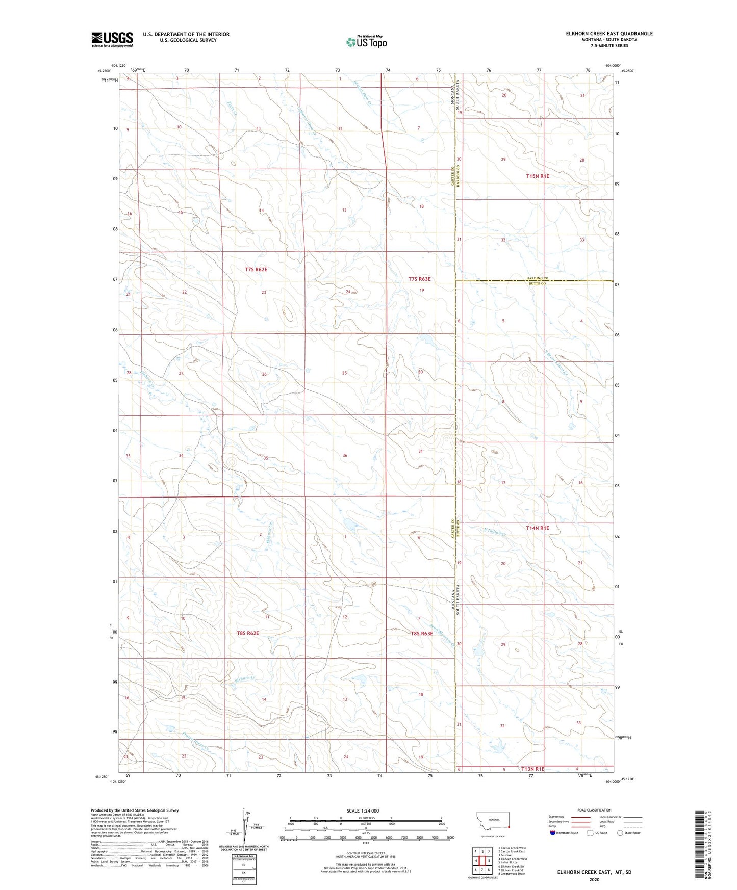 Elkhorn Creek East Montana US Topo Map Image