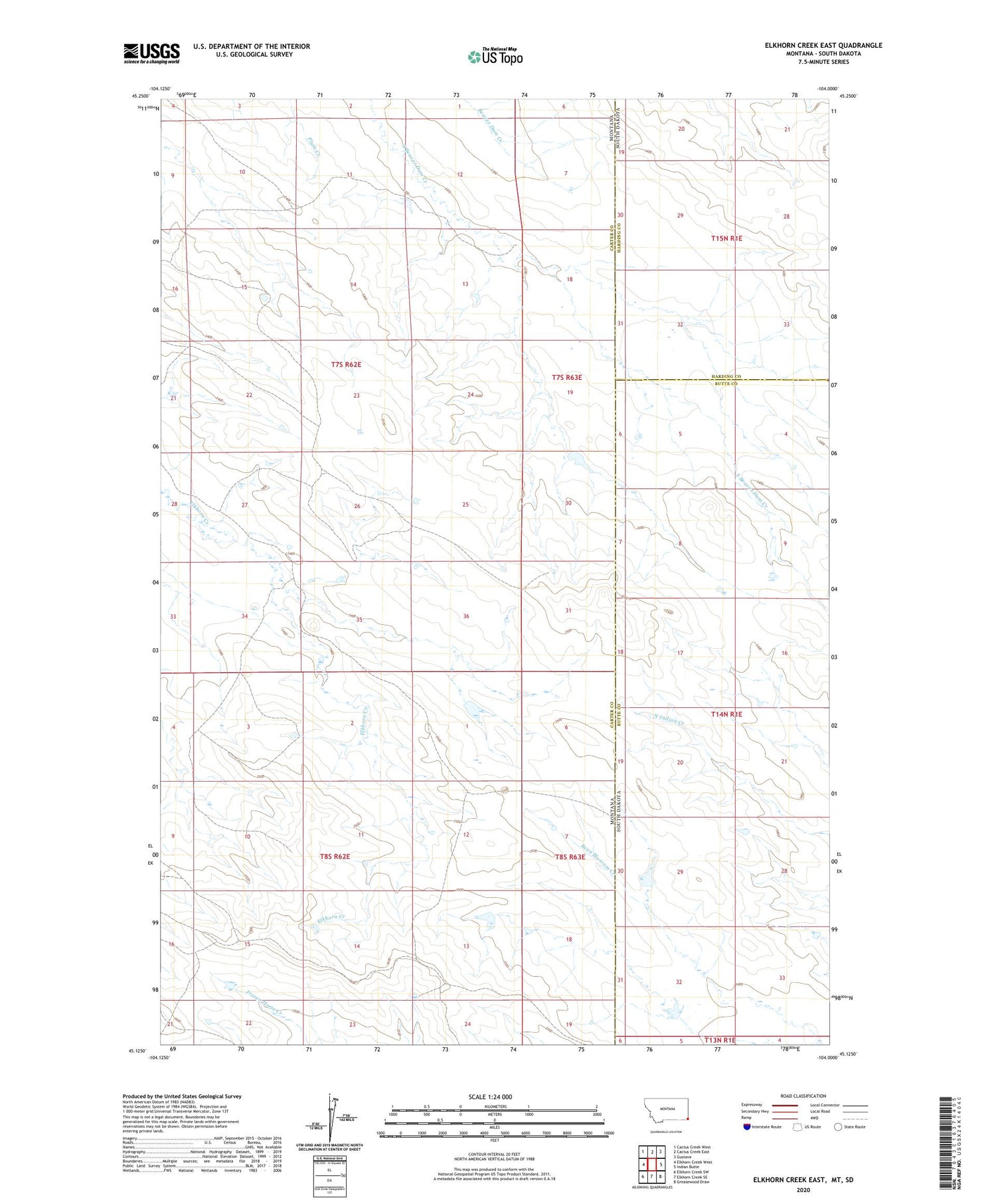 Elkhorn Creek East Montana US Topo Map Image