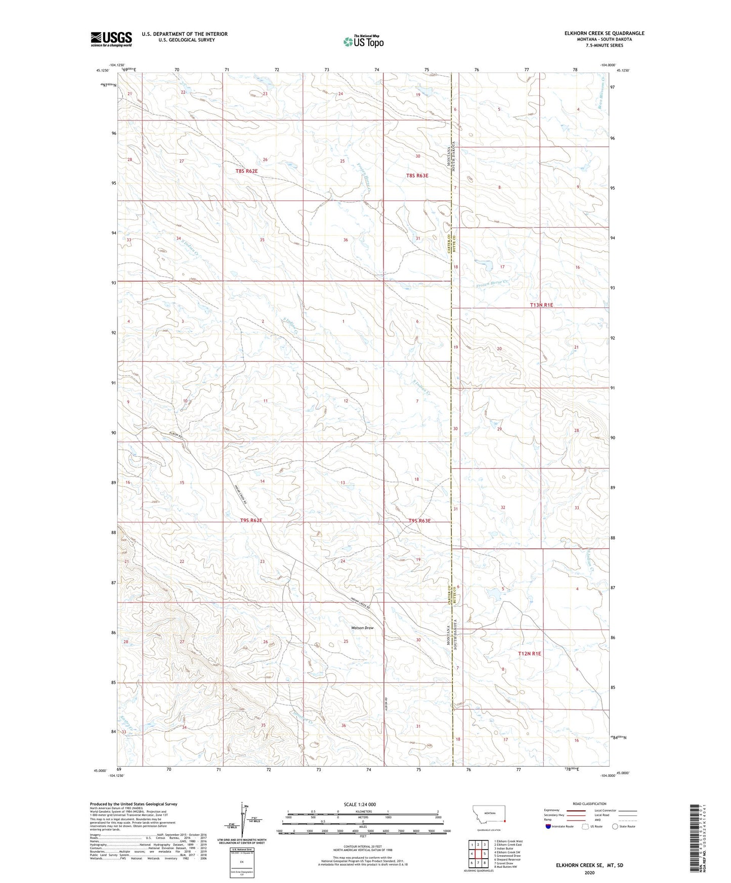 Elkhorn Creek SE Montana US Topo Map Image