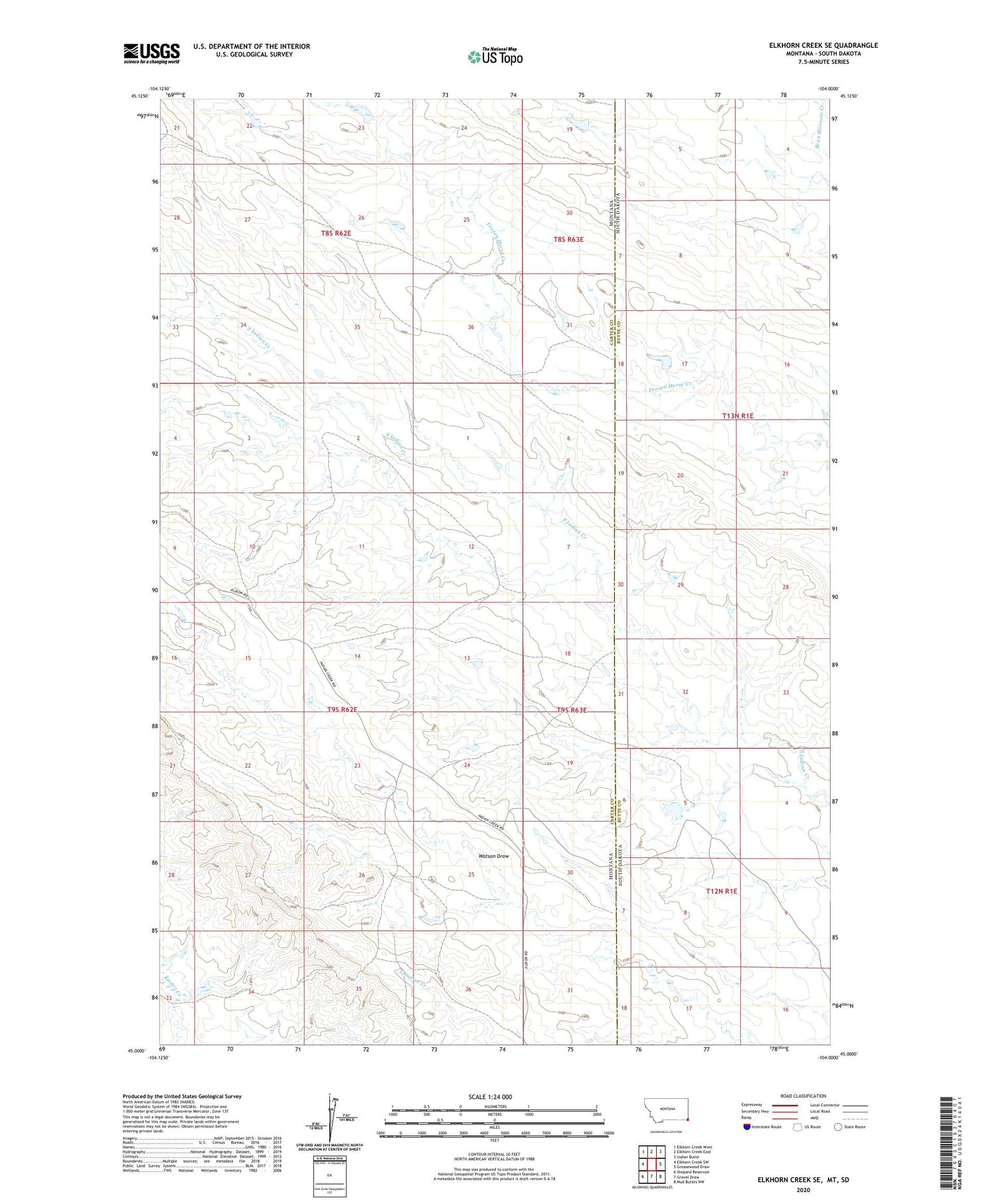 Elkhorn Creek SE Montana US Topo Map Image