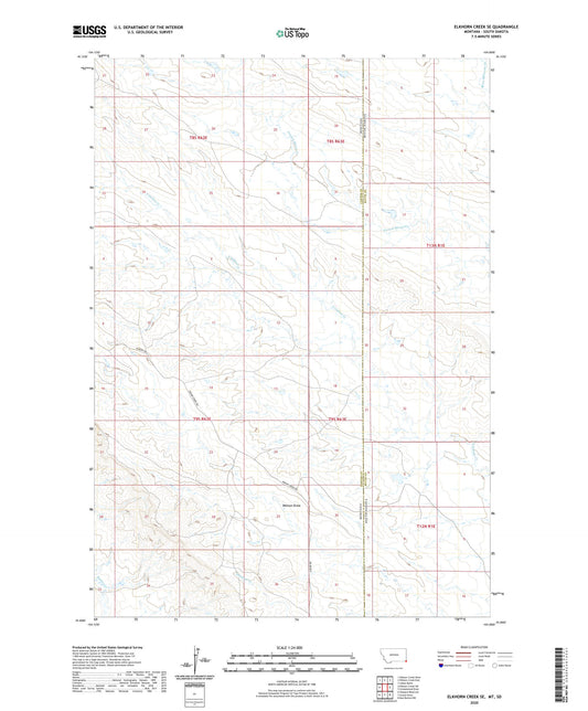 Elkhorn Creek SE Montana US Topo Map Image
