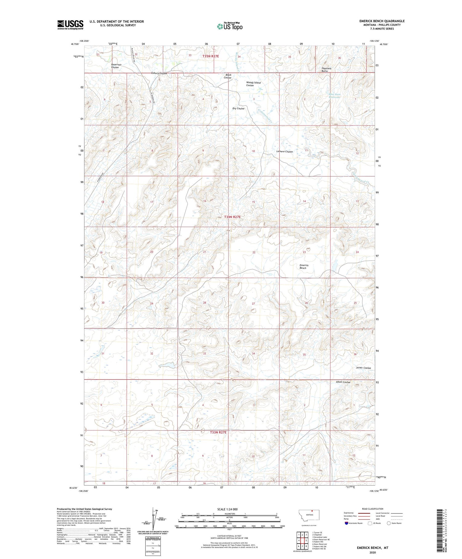 Emerick Bench Montana US Topo Map Image