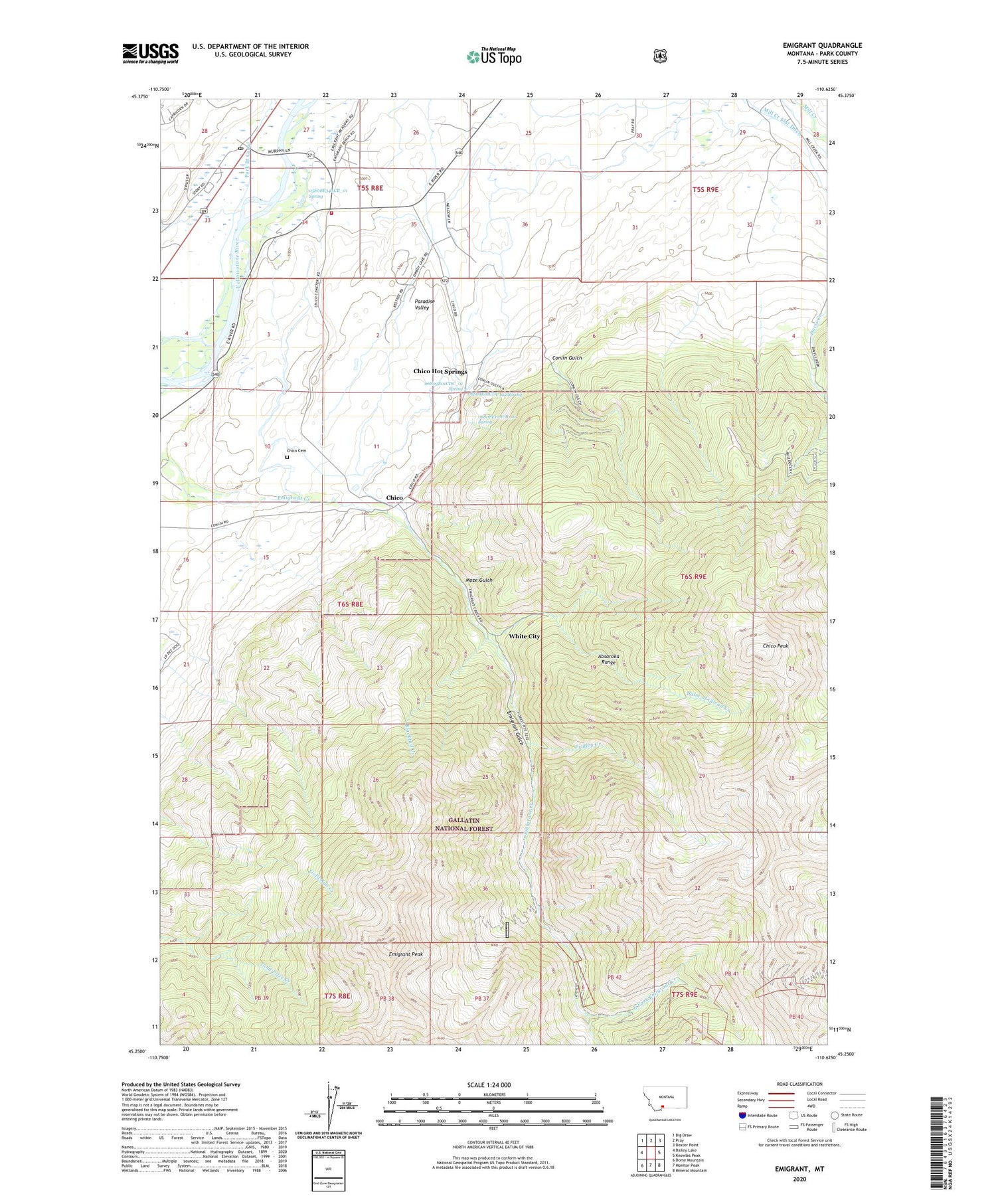 Emigrant Montana US Topo Map Image