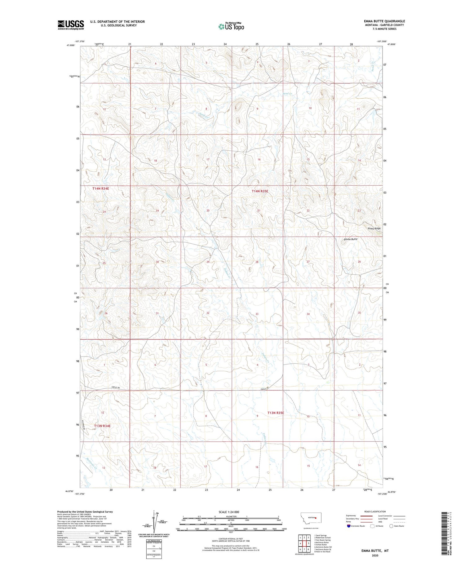 Emma Butte Montana US Topo Map Image
