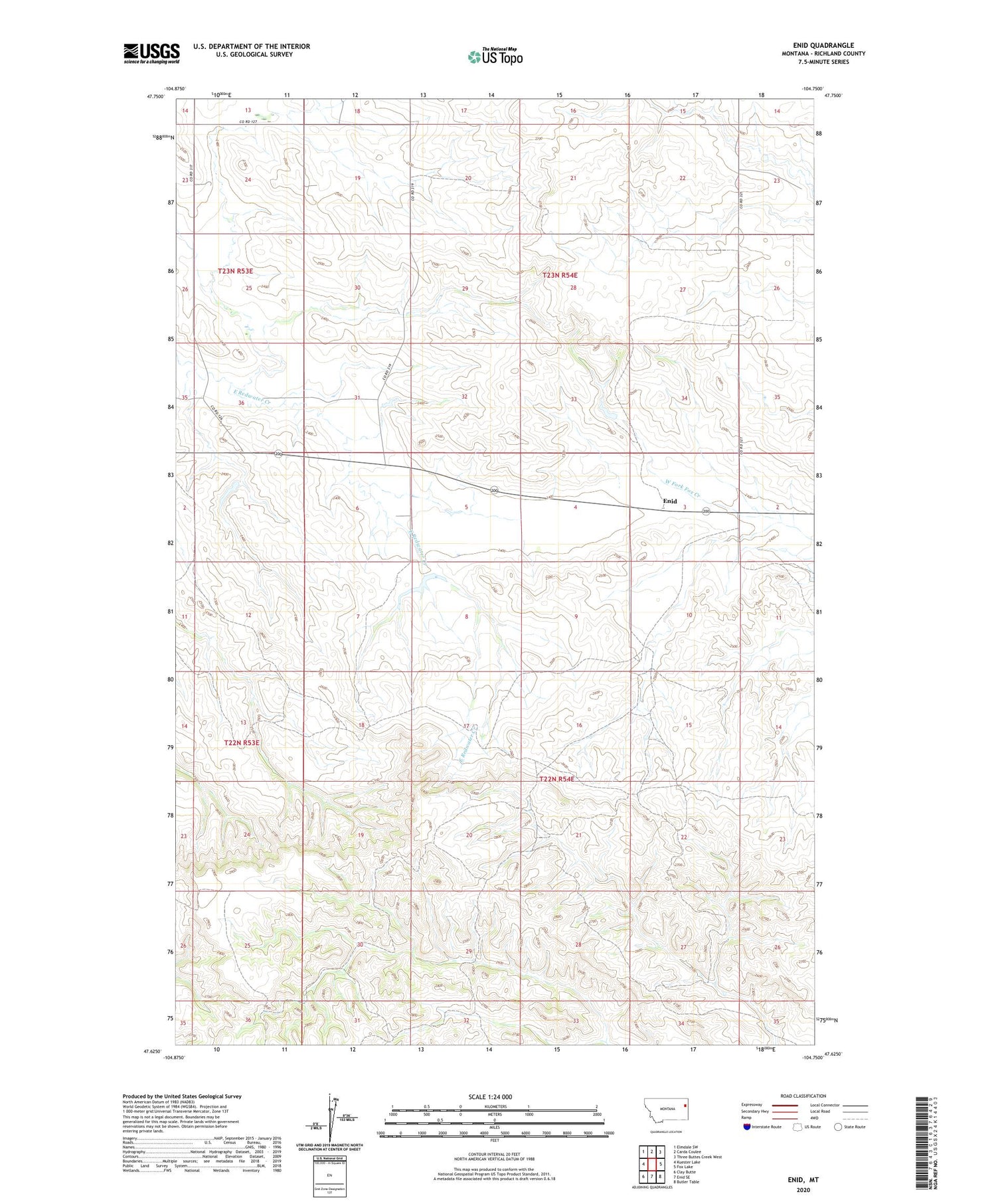 Enid Montana US Topo Map Image