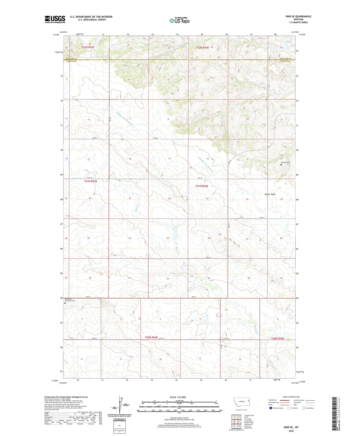 Enid SE Montana US Topo Map Image