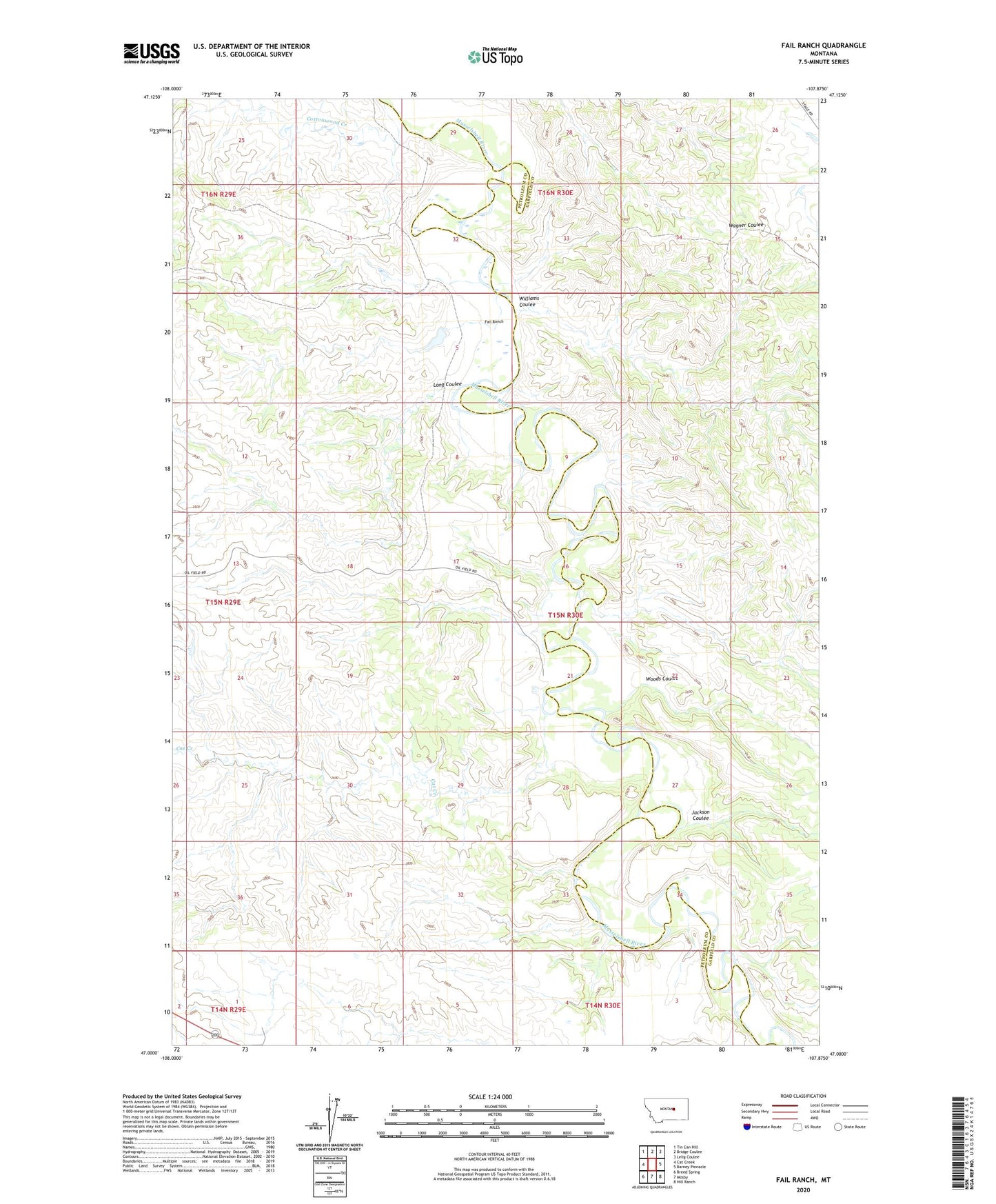Fail Ranch Montana US Topo Map Image