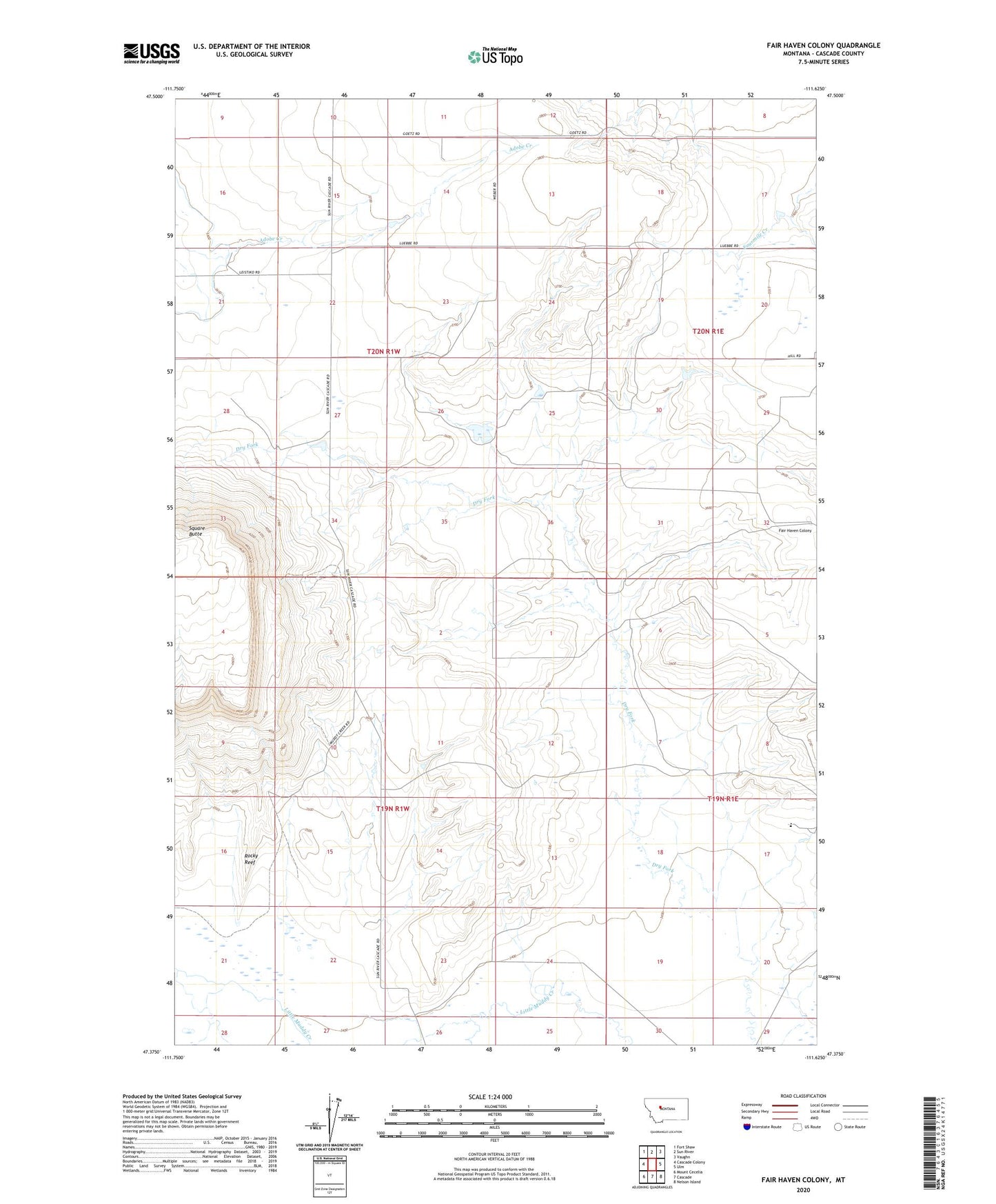 Fair Haven Colony Montana US Topo Map Image