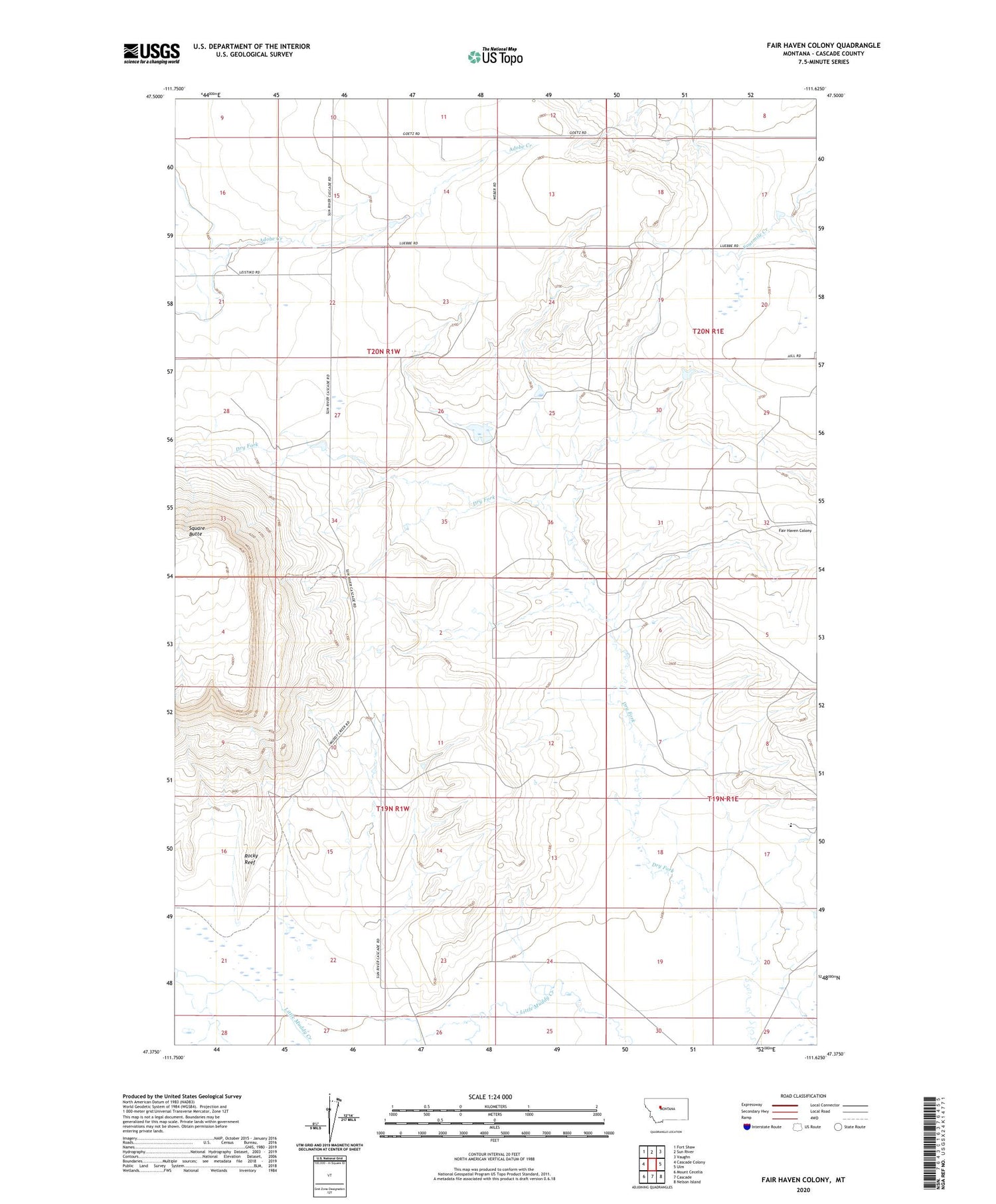 Fair Haven Colony Montana US Topo Map Image