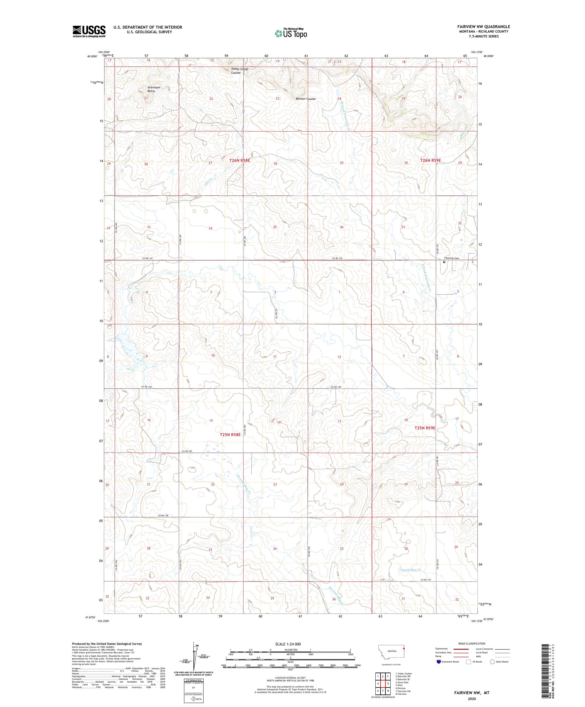 Fairview NW Montana US Topo Map – MyTopo Map Store