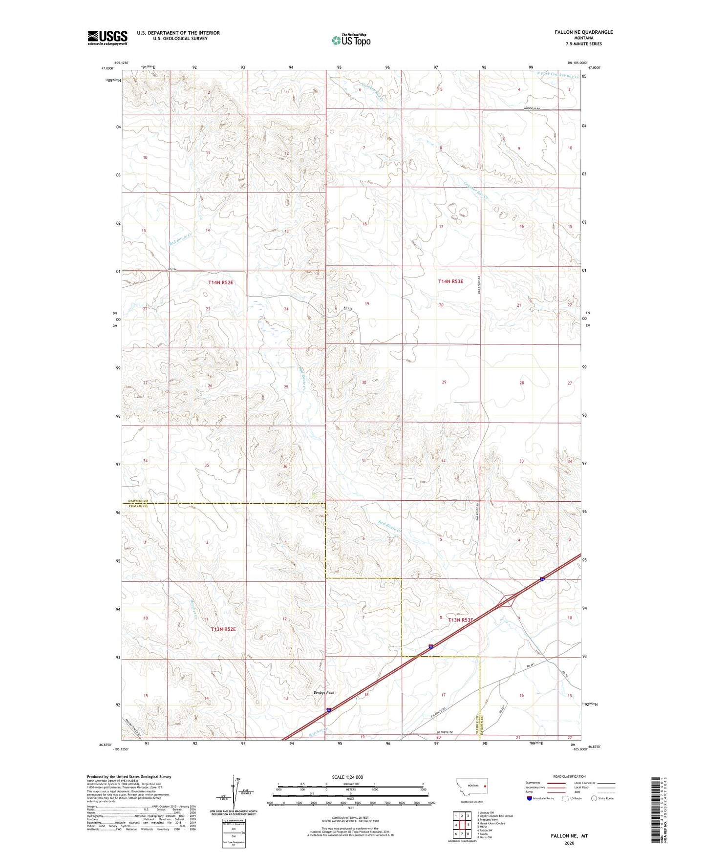 Fallon NE Montana US Topo Map Image
