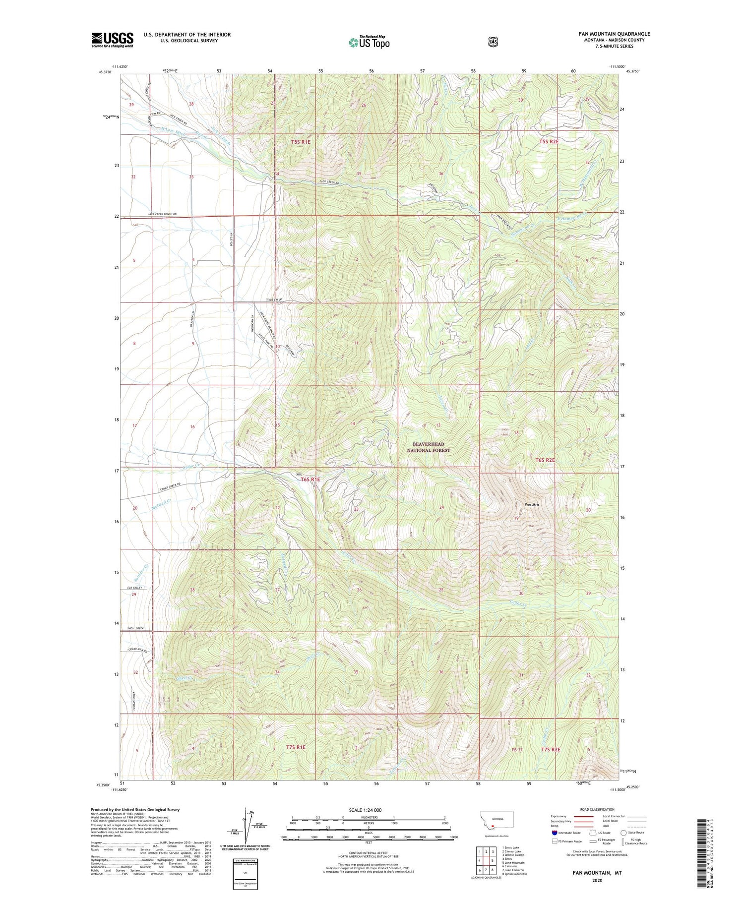 Fan Mountain Montana US Topo Map Image