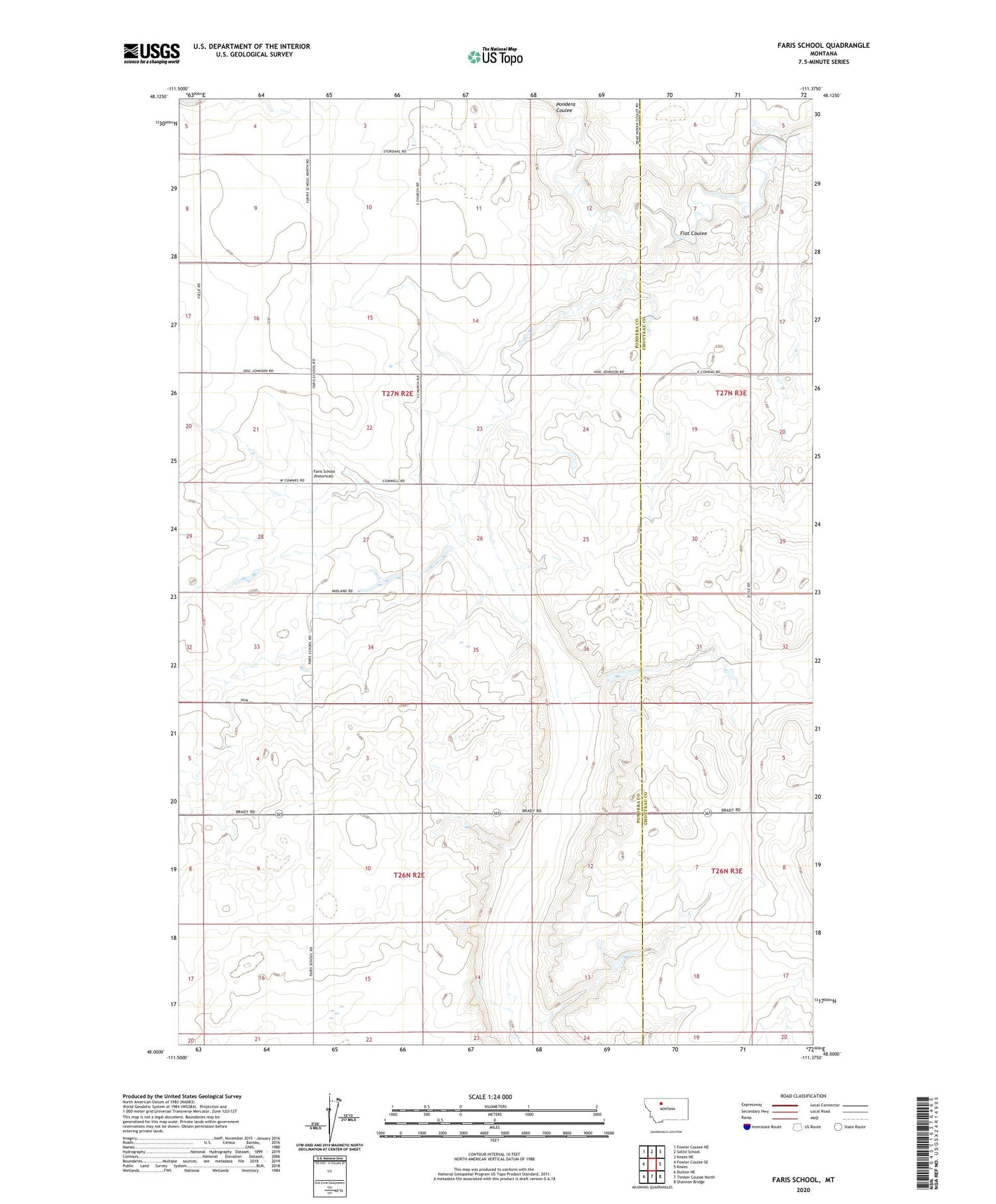 Faris School Montana US Topo Map Image