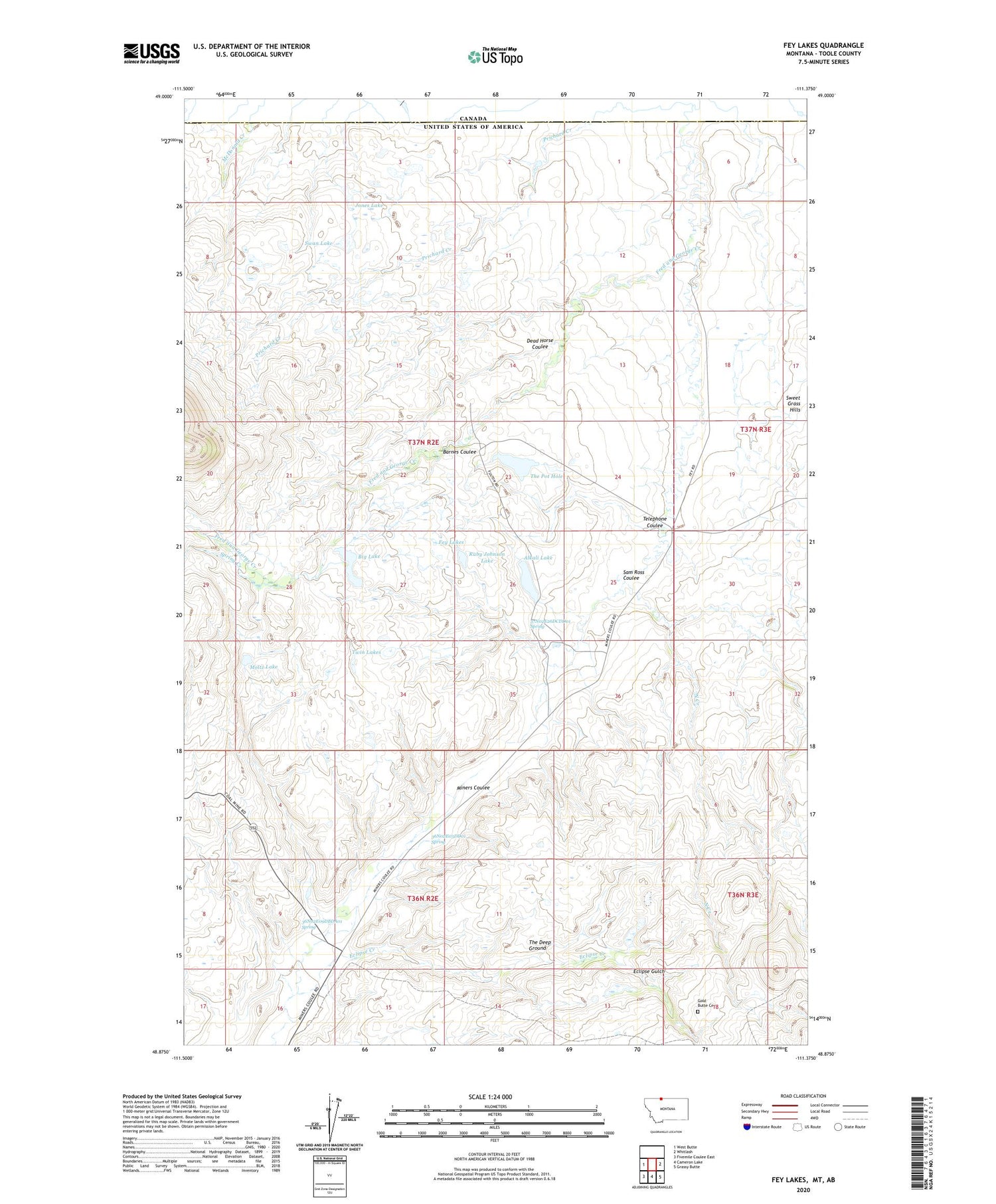 Fey Lakes Montana US Topo Map Image