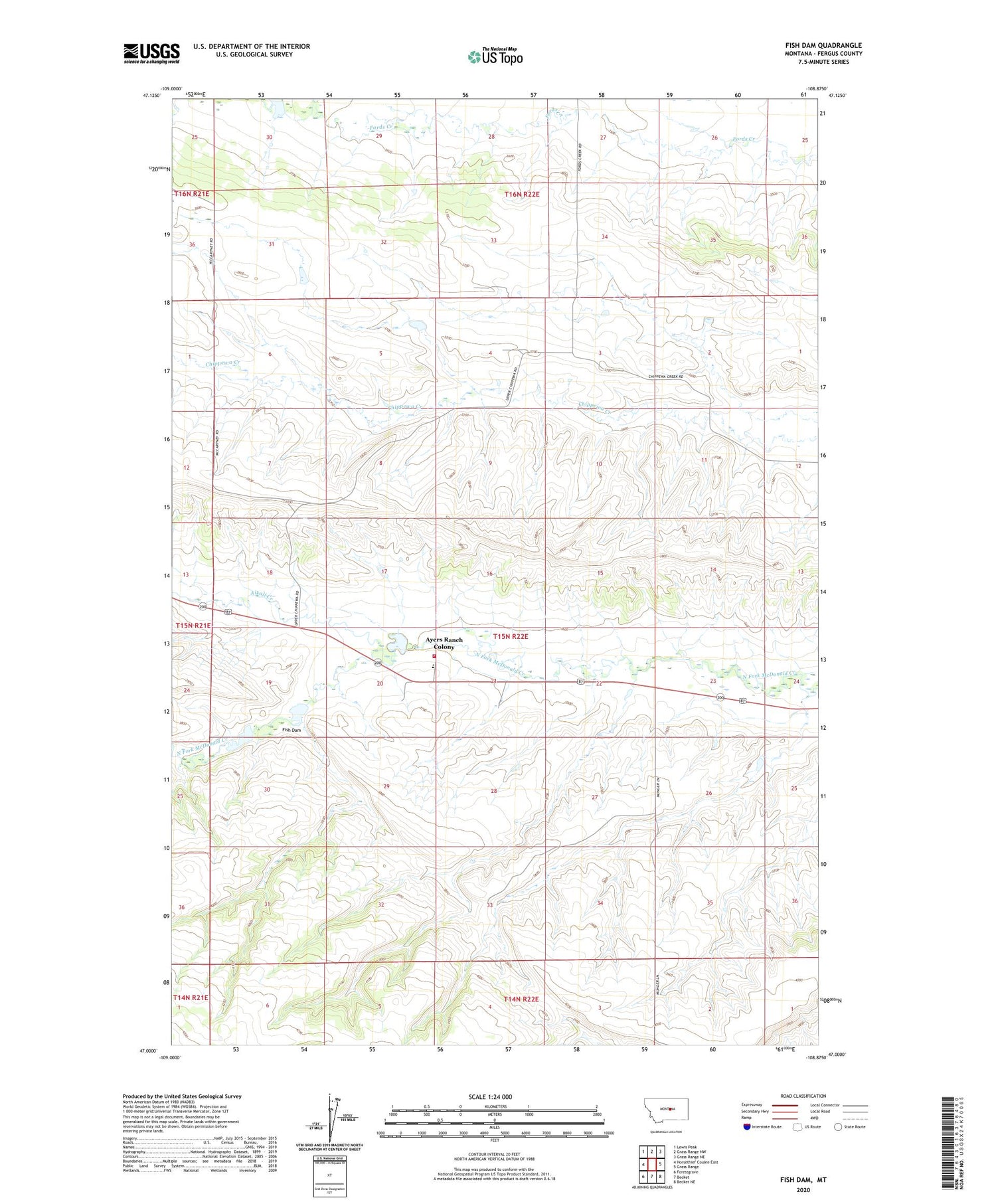 Fish Dam Montana US Topo Map Image