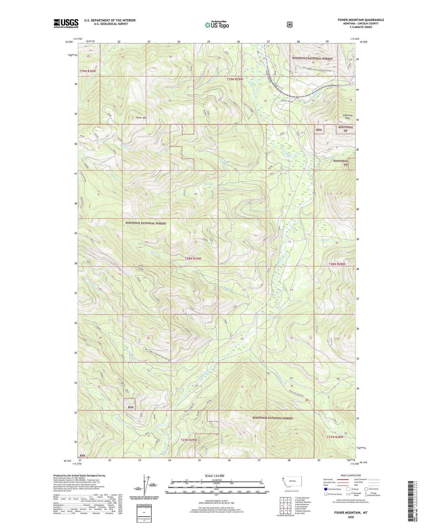 Fisher Mountain Montana US Topo Map Image