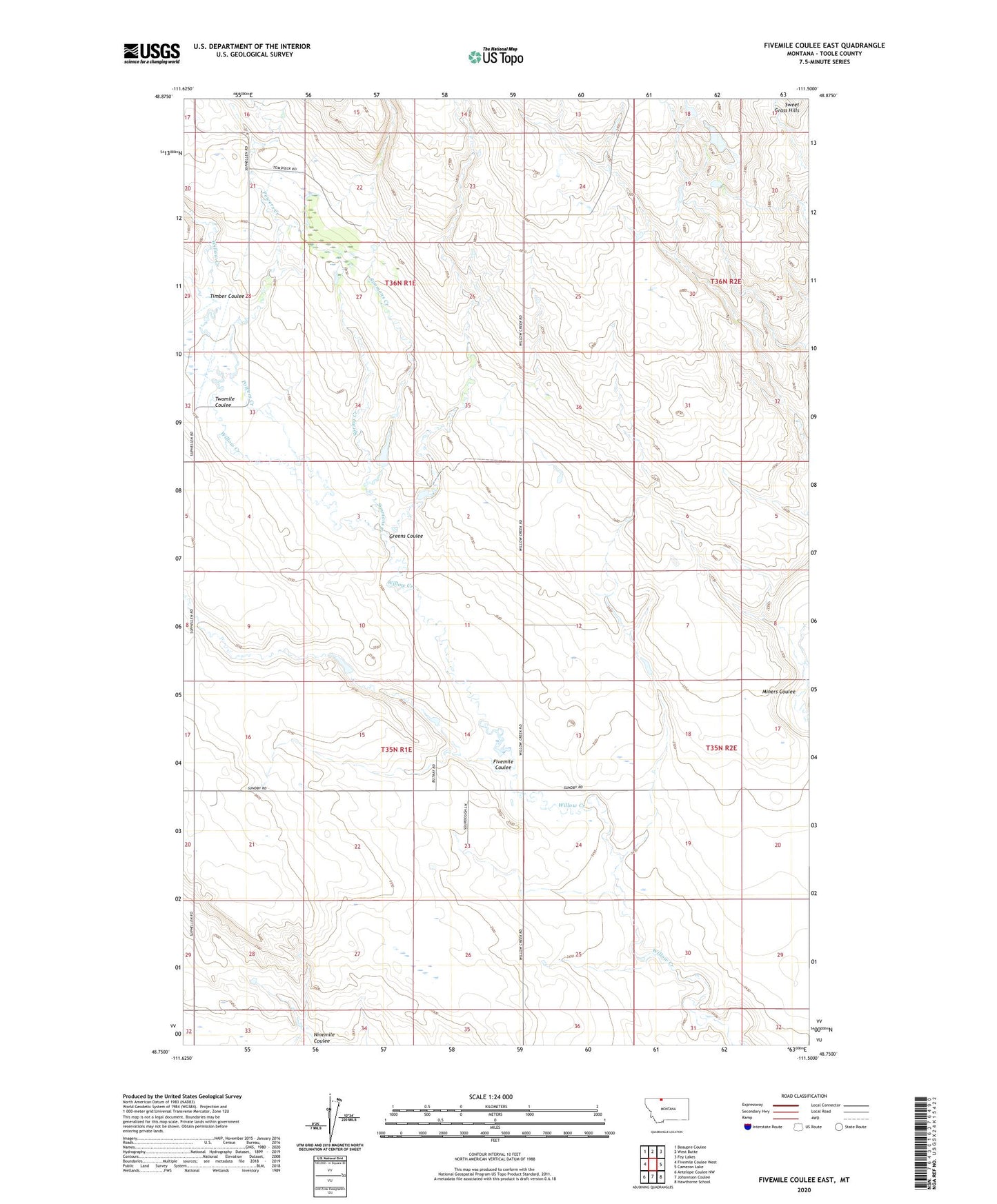 Fivemile Coulee East Montana US Topo Map Image