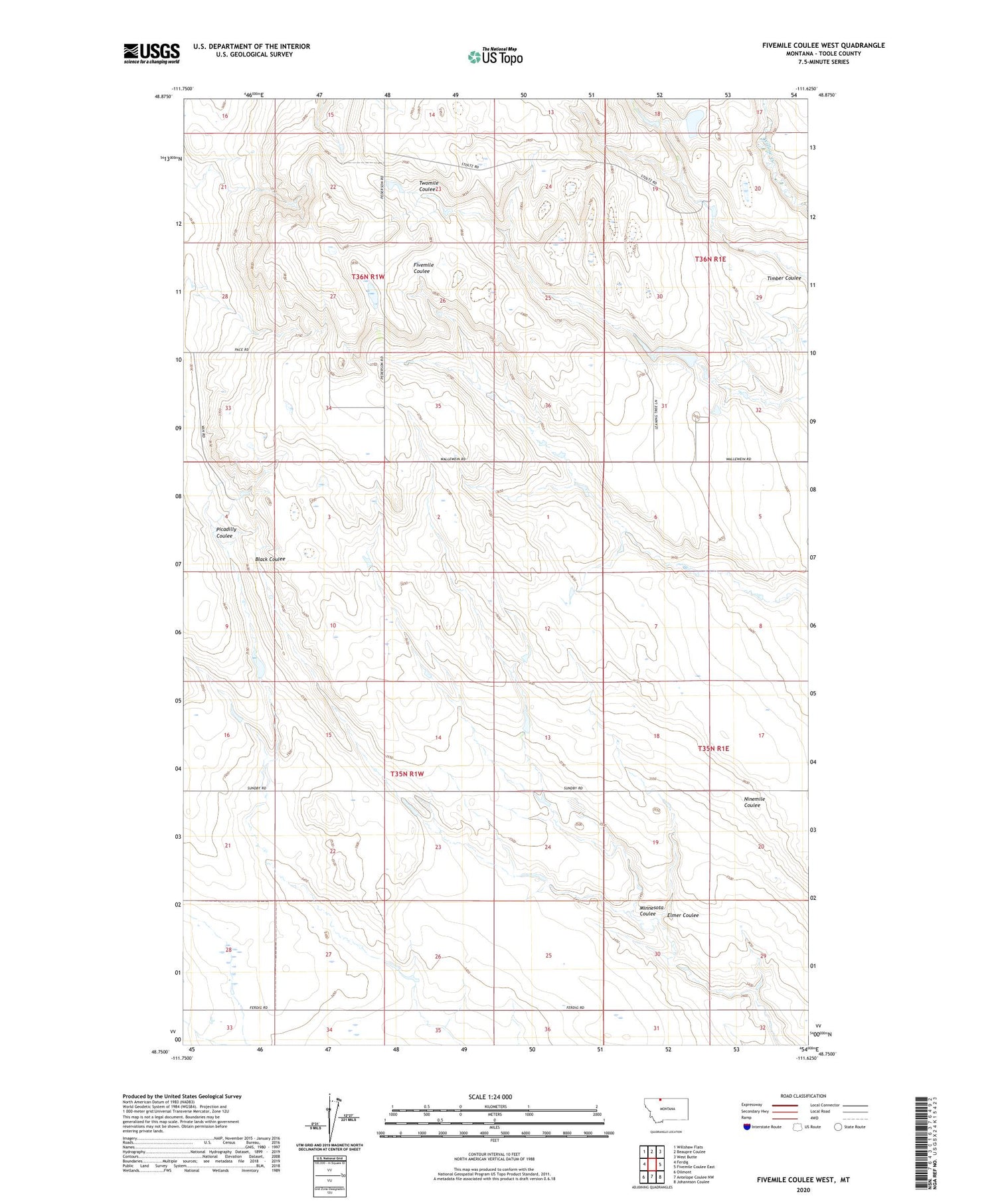 Fivemile Coulee West Montana US Topo Map Image