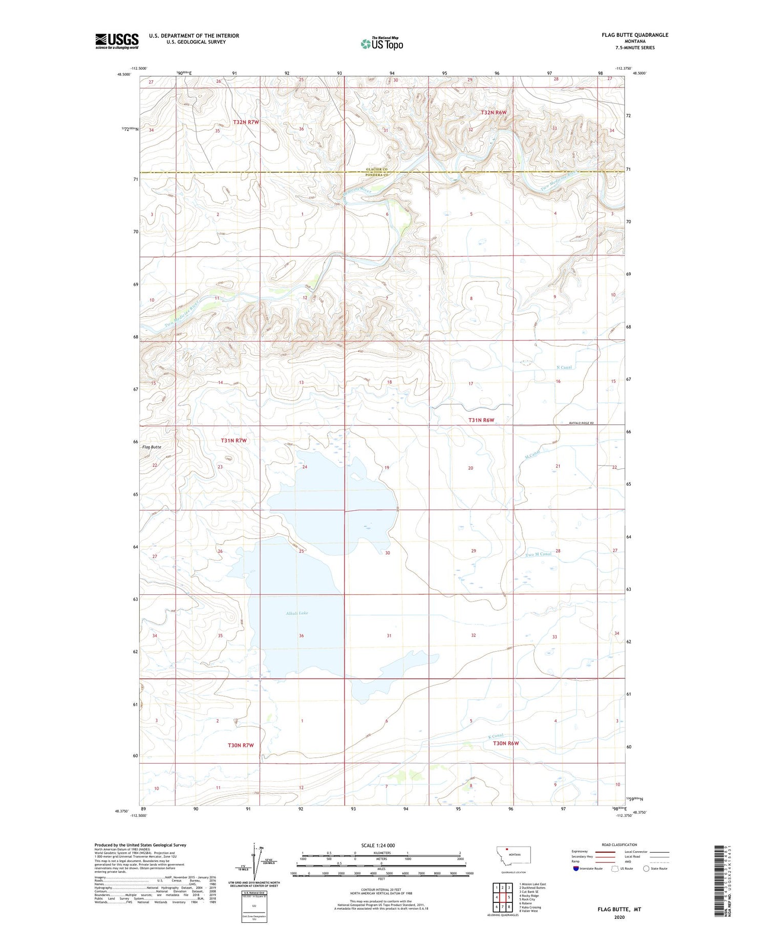 Flag Butte Montana US Topo Map Image