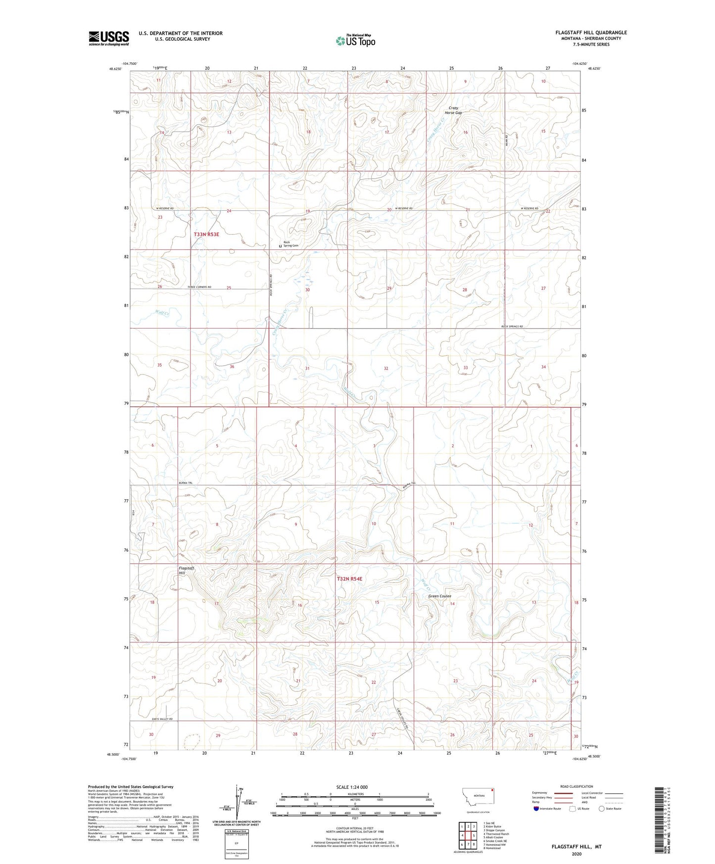 Flagstaff Hill Montana US Topo Map Image