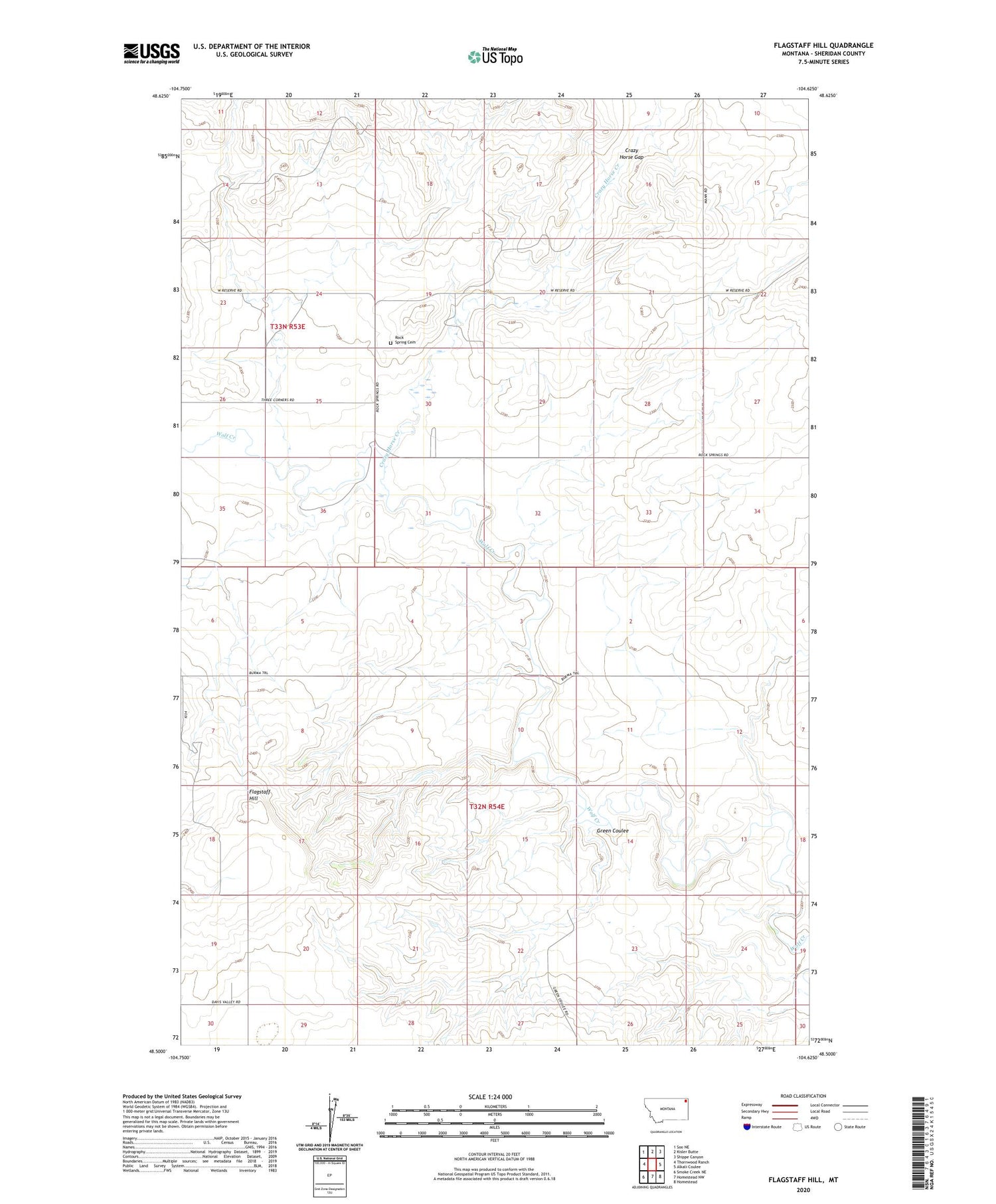 Flagstaff Hill Montana US Topo Map Image