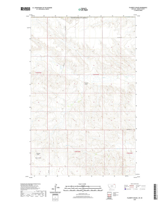 Flaherty Coulee Montana US Topo Map Image