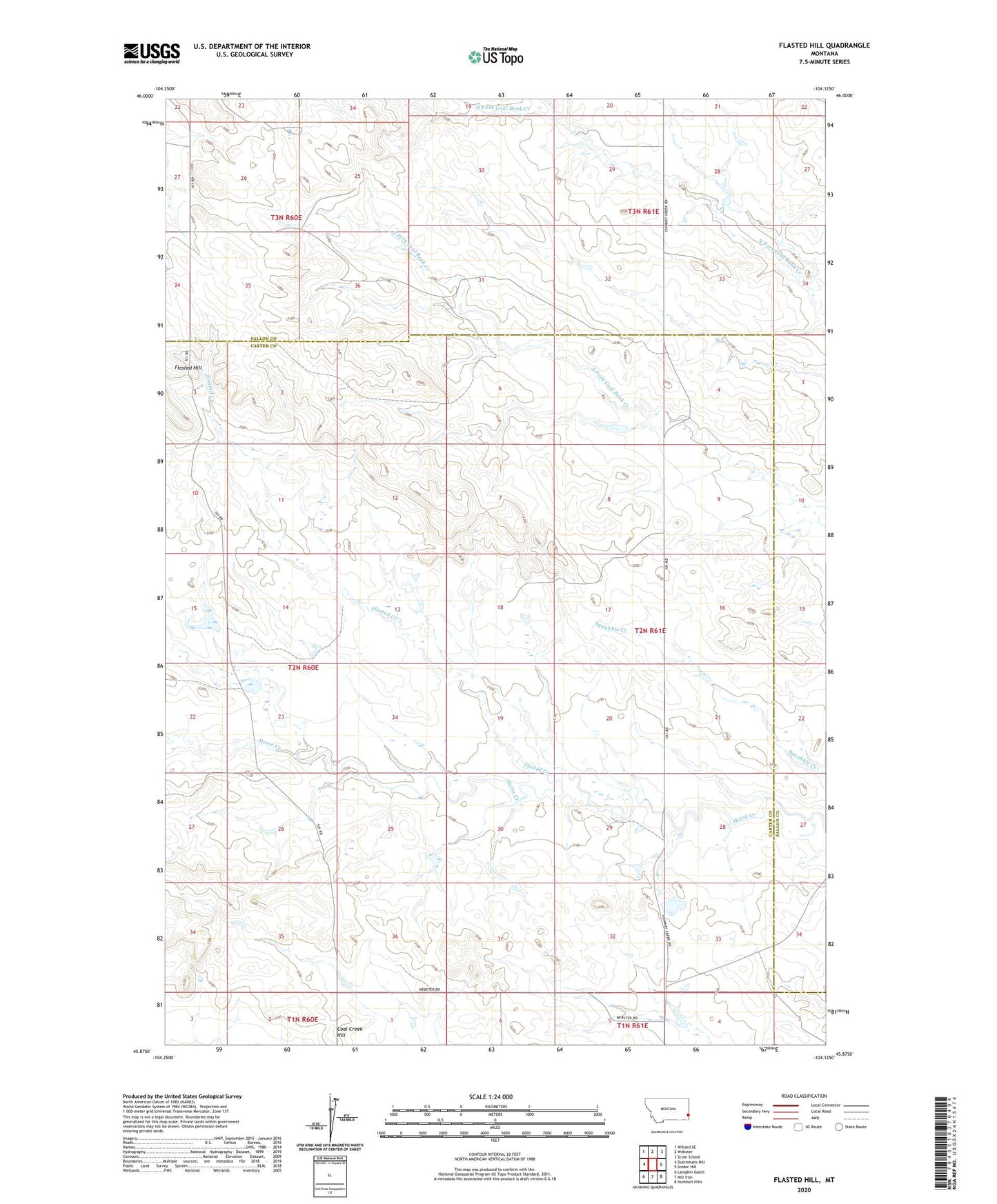 Flasted Hill Montana US Topo Map Image
