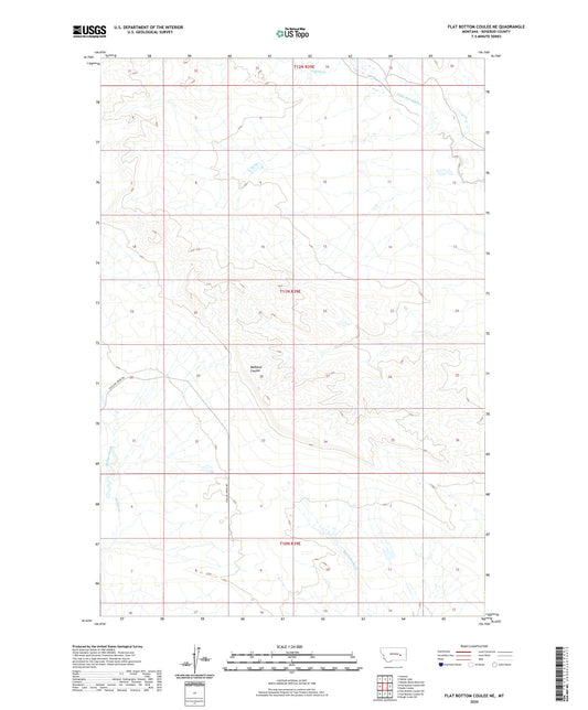 Flat Bottom Coulee NE Montana US Topo Map Image