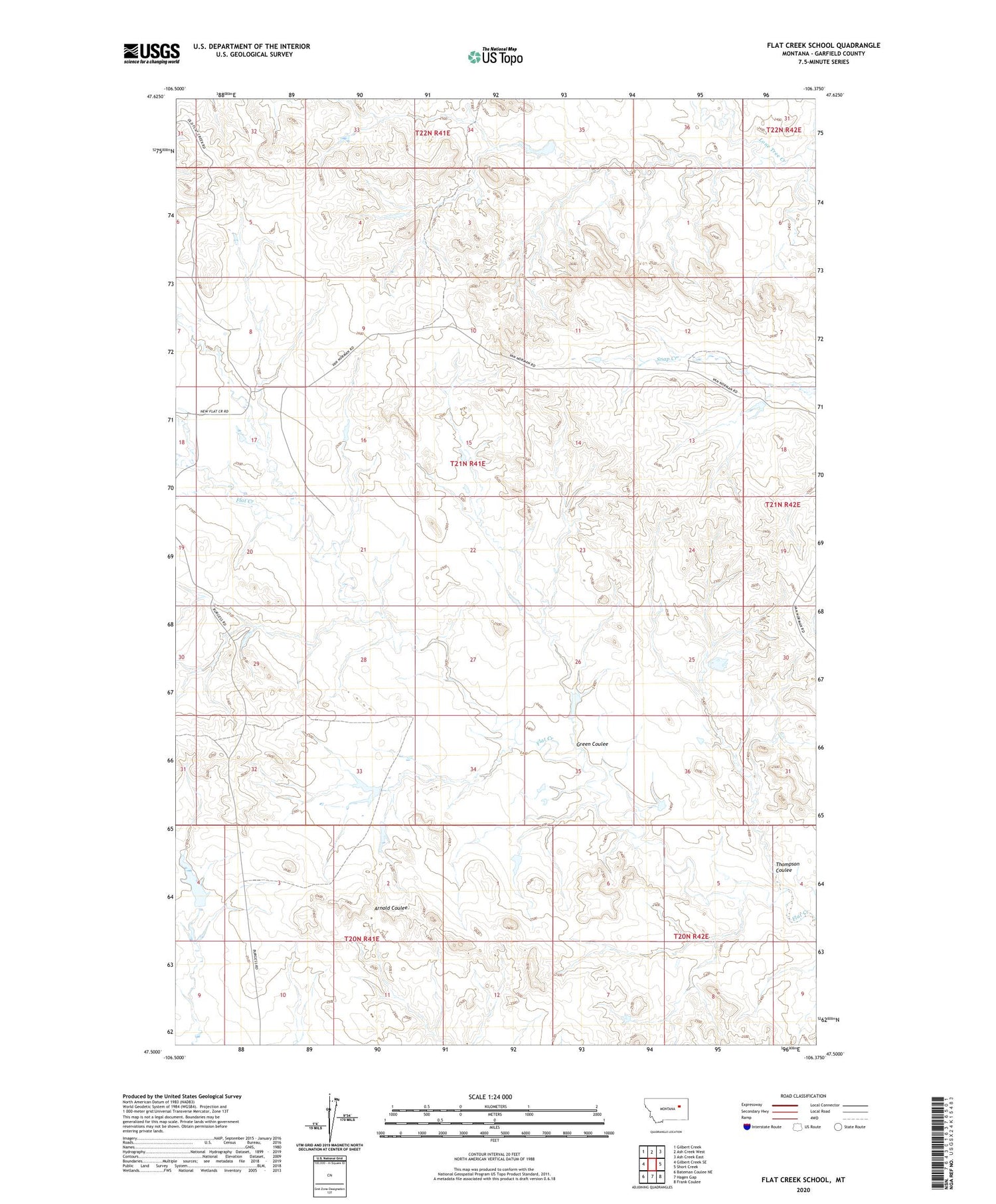 Flat Creek School Montana US Topo Map Image