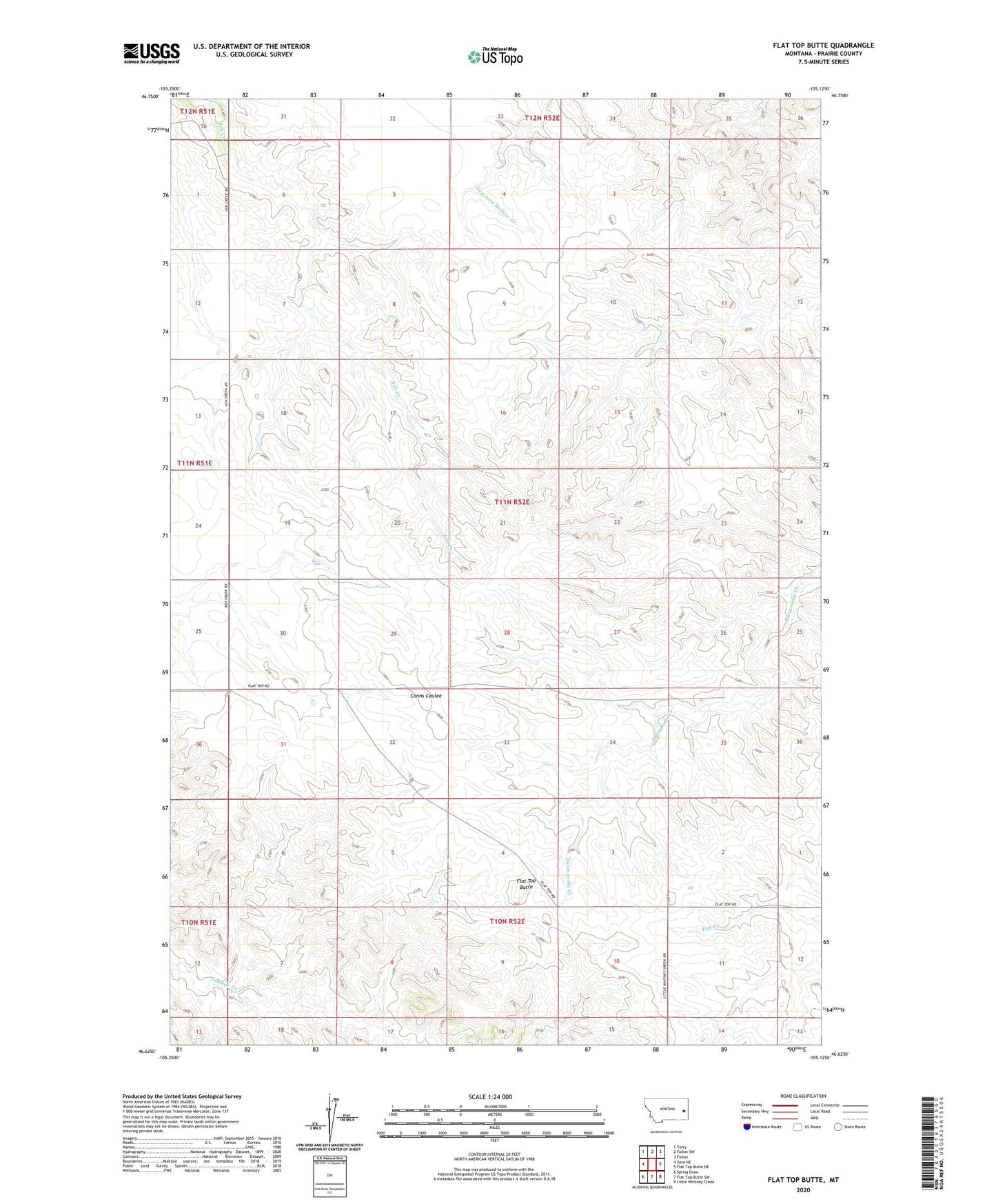 Flat Top Butte Montana US Topo Map Image