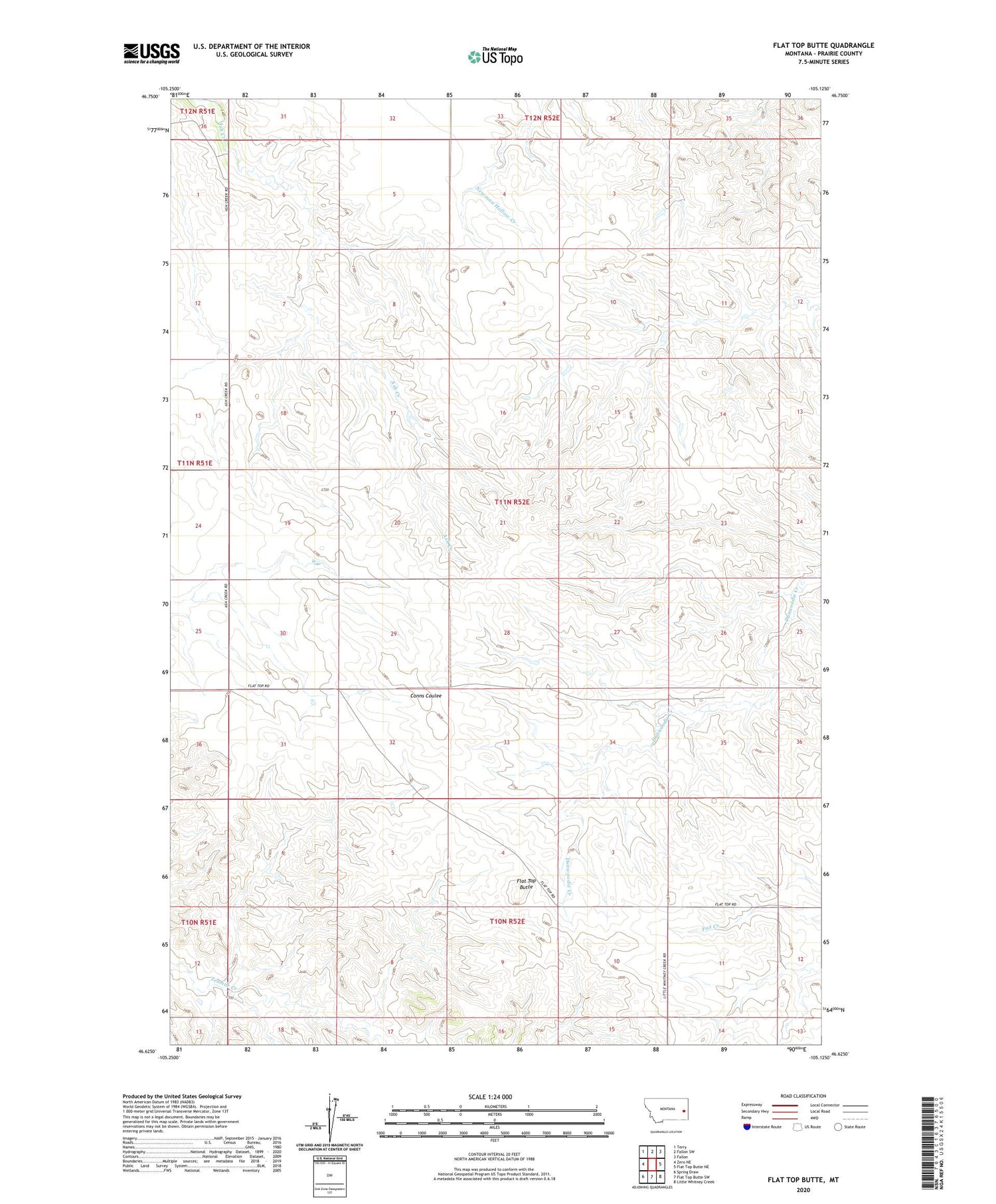 Flat Top Butte Montana US Topo Map Image